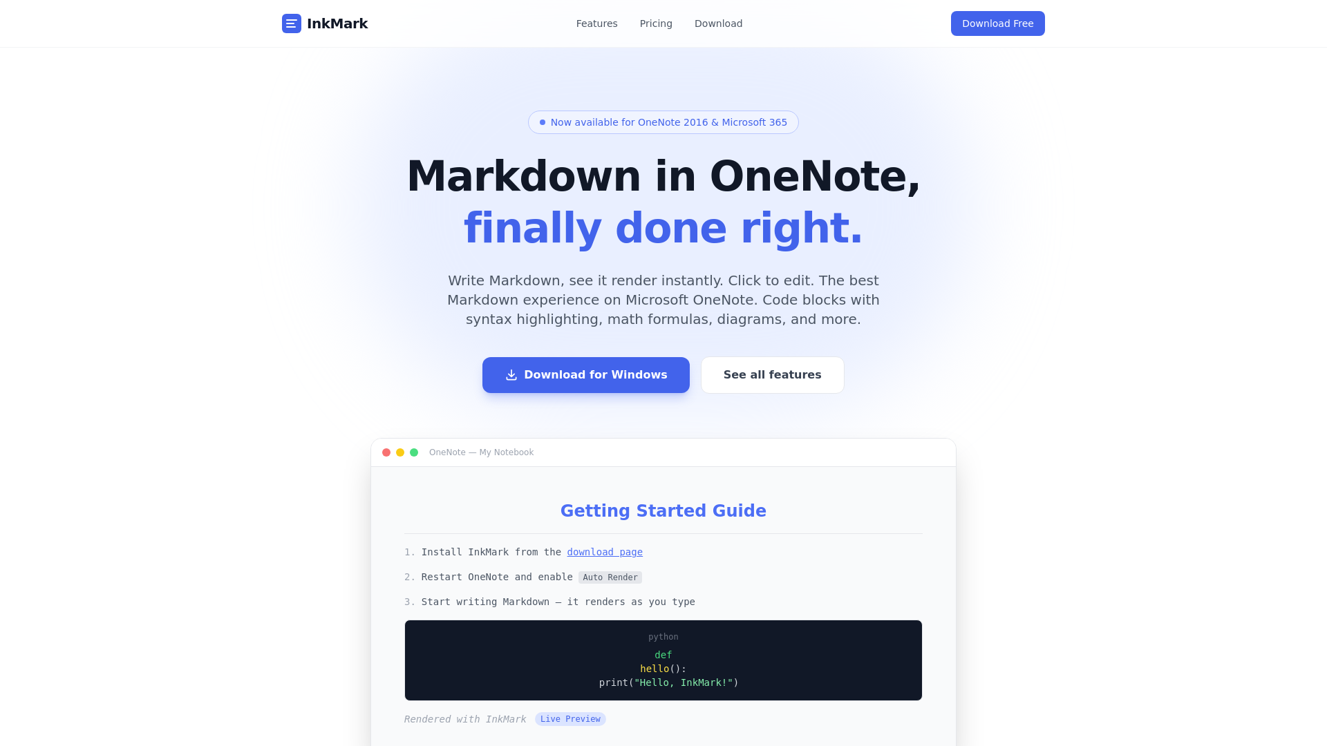 website screenshot of https://inkmark-site.pages.dev/