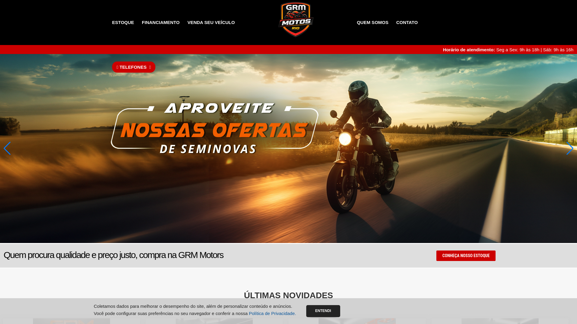 website screenshot of https://grmmotos.com.br