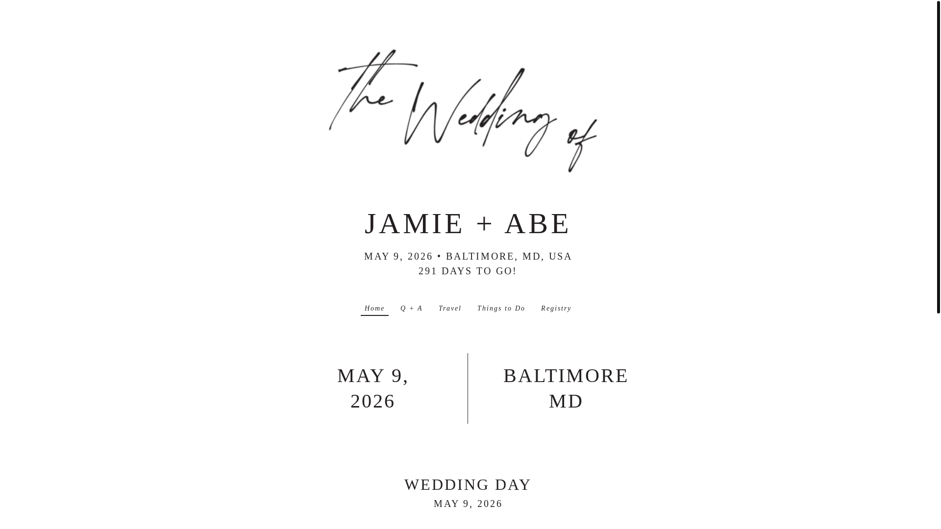 website screenshot of https://jamieandabe.com/
