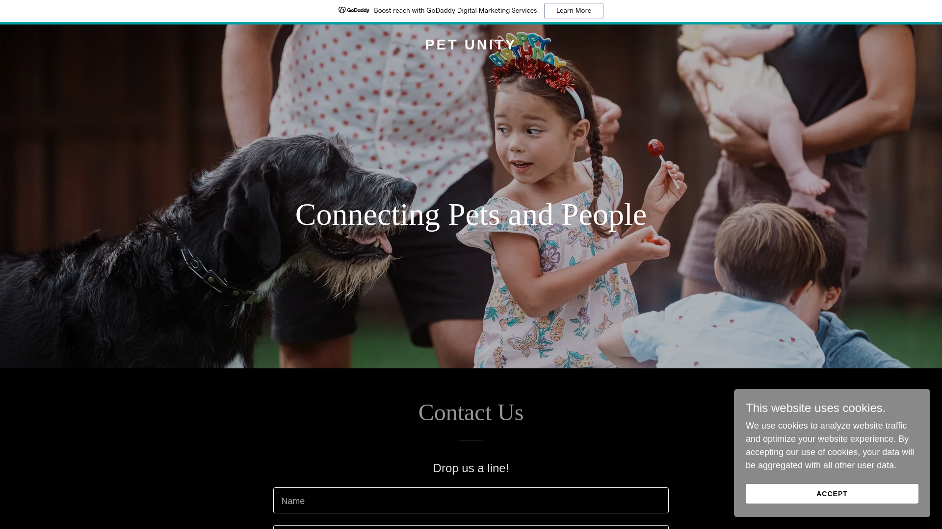 website screenshot of https://petunity.ai/