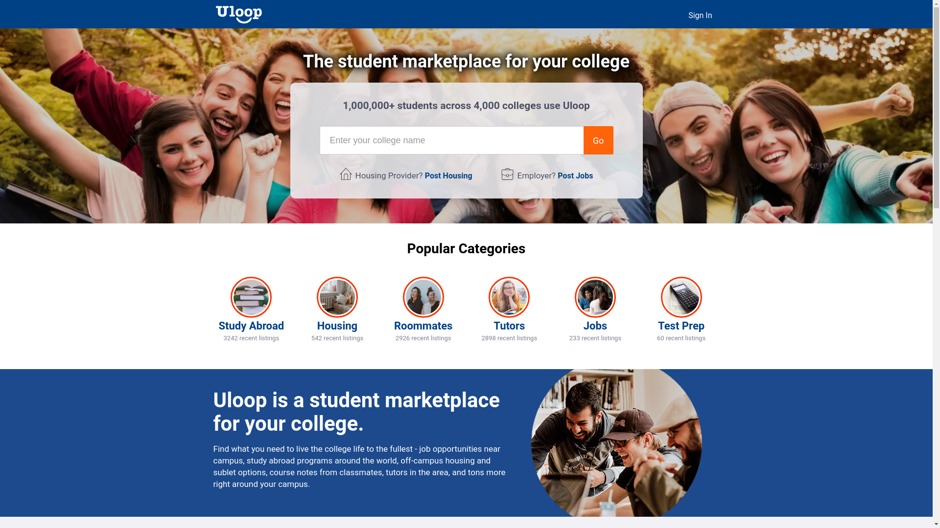 website screenshot of https://uloop.com/