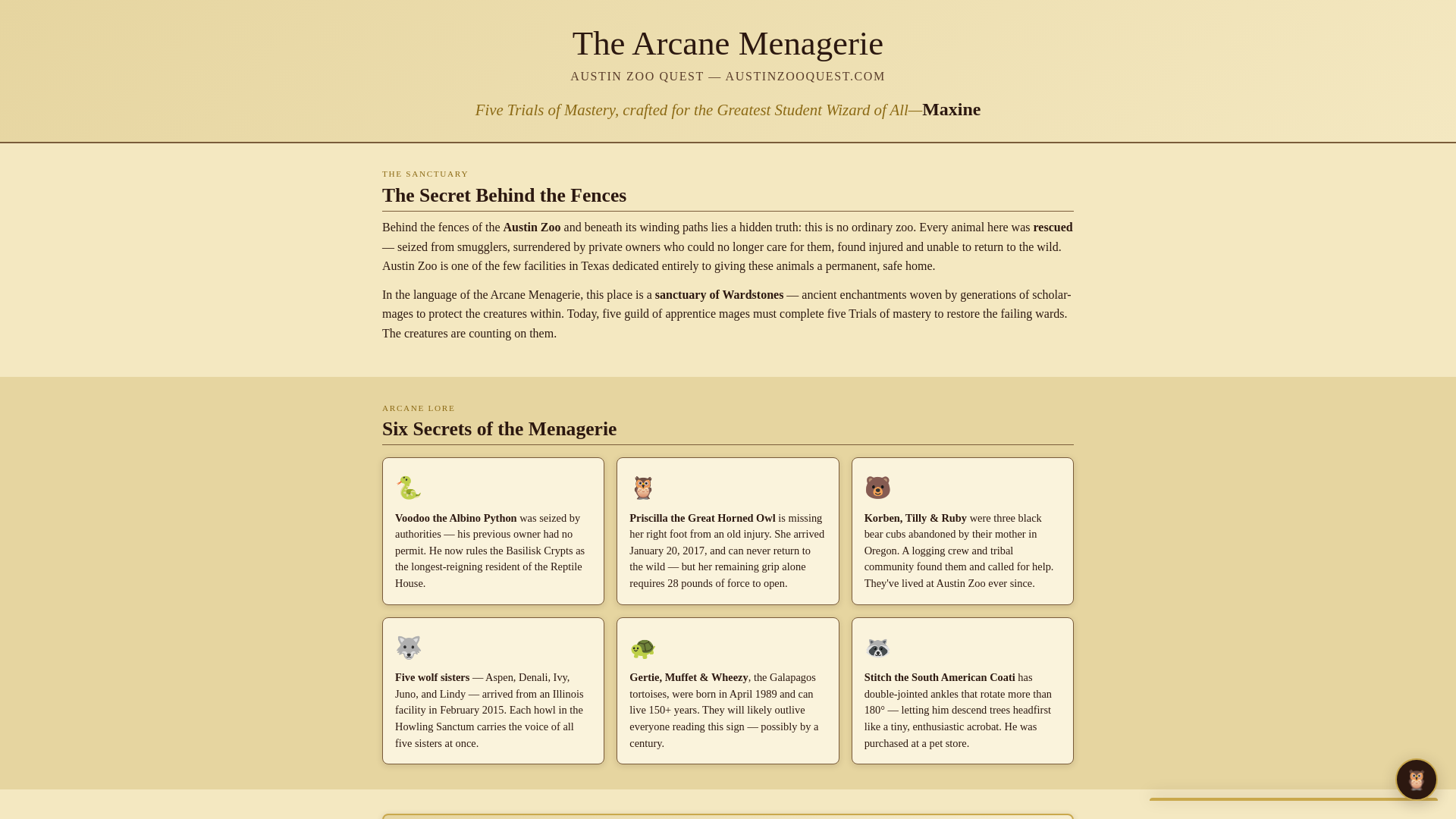 website screenshot of https://austinzooquest.com/