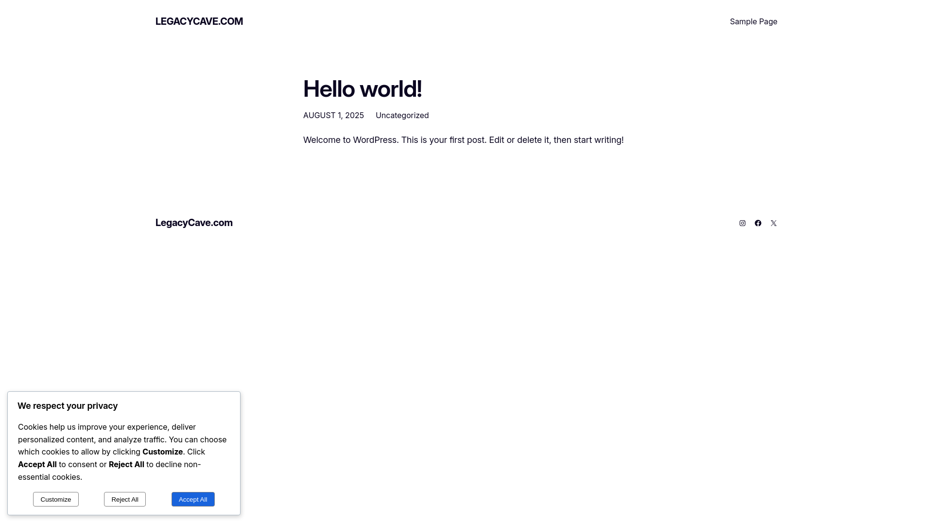website screenshot of https://legacycave.com/