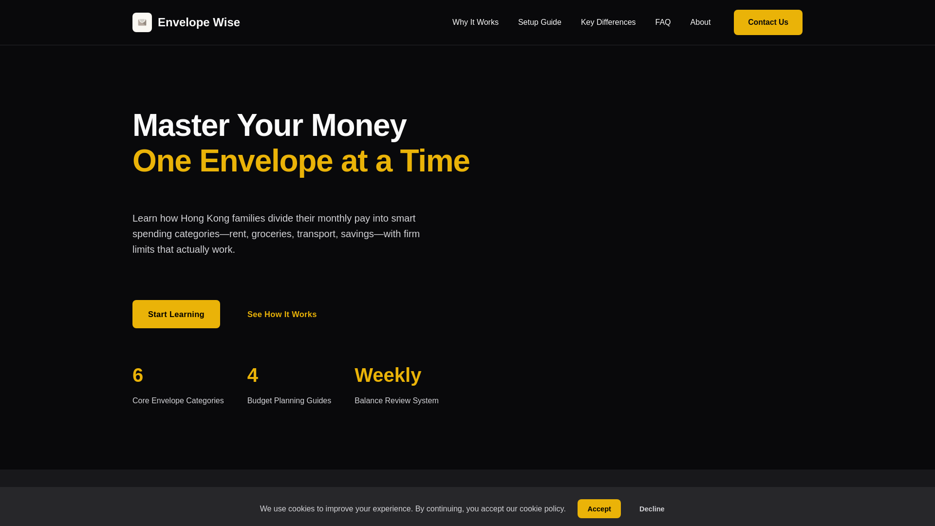 website screenshot of https://envelope-wise.com/