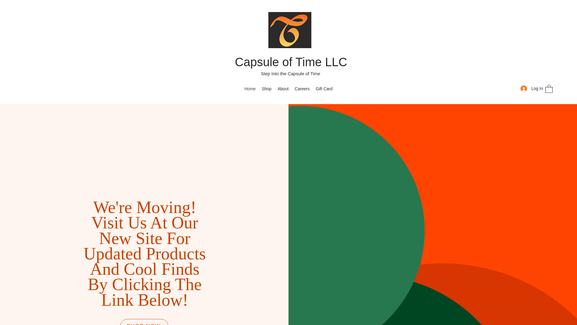 website screenshot of https://capsuleoftime.shop/