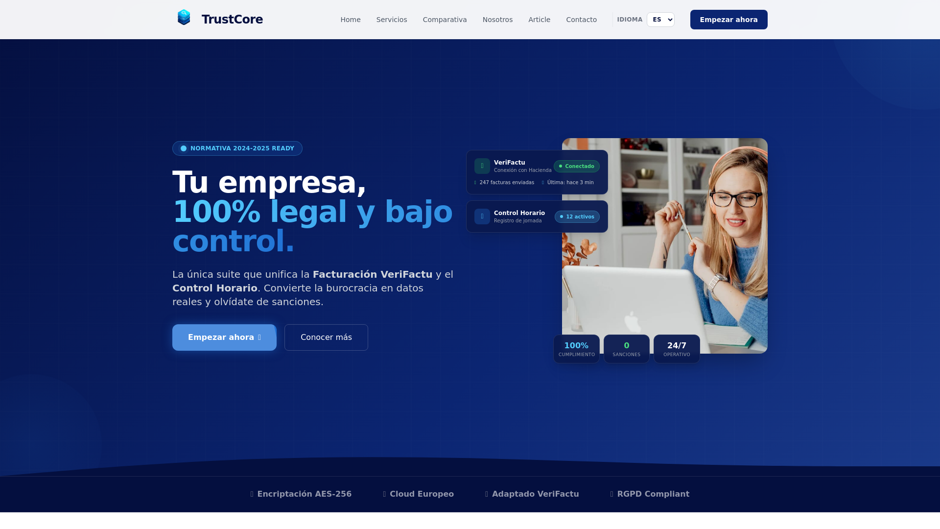 website screenshot of https://trustcore.es