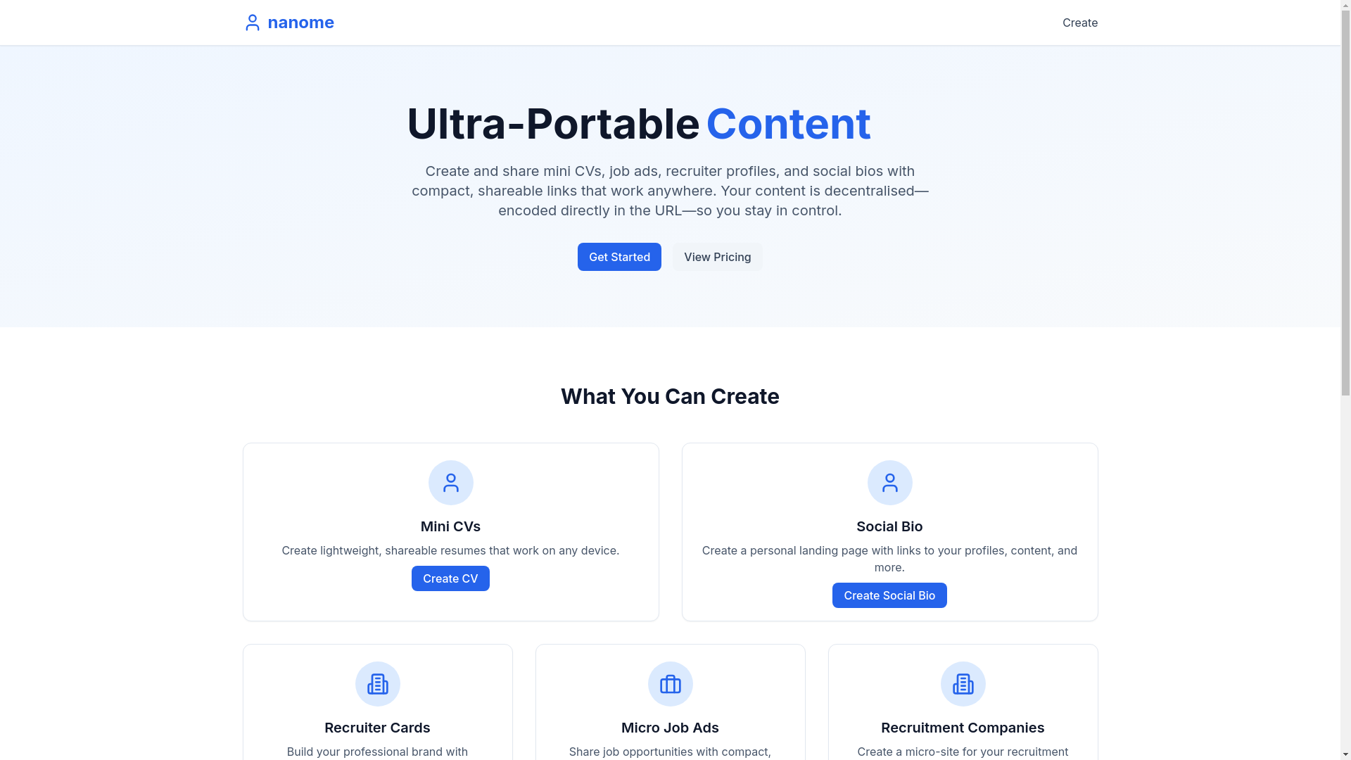 website screenshot of https://nanome.pages.dev/