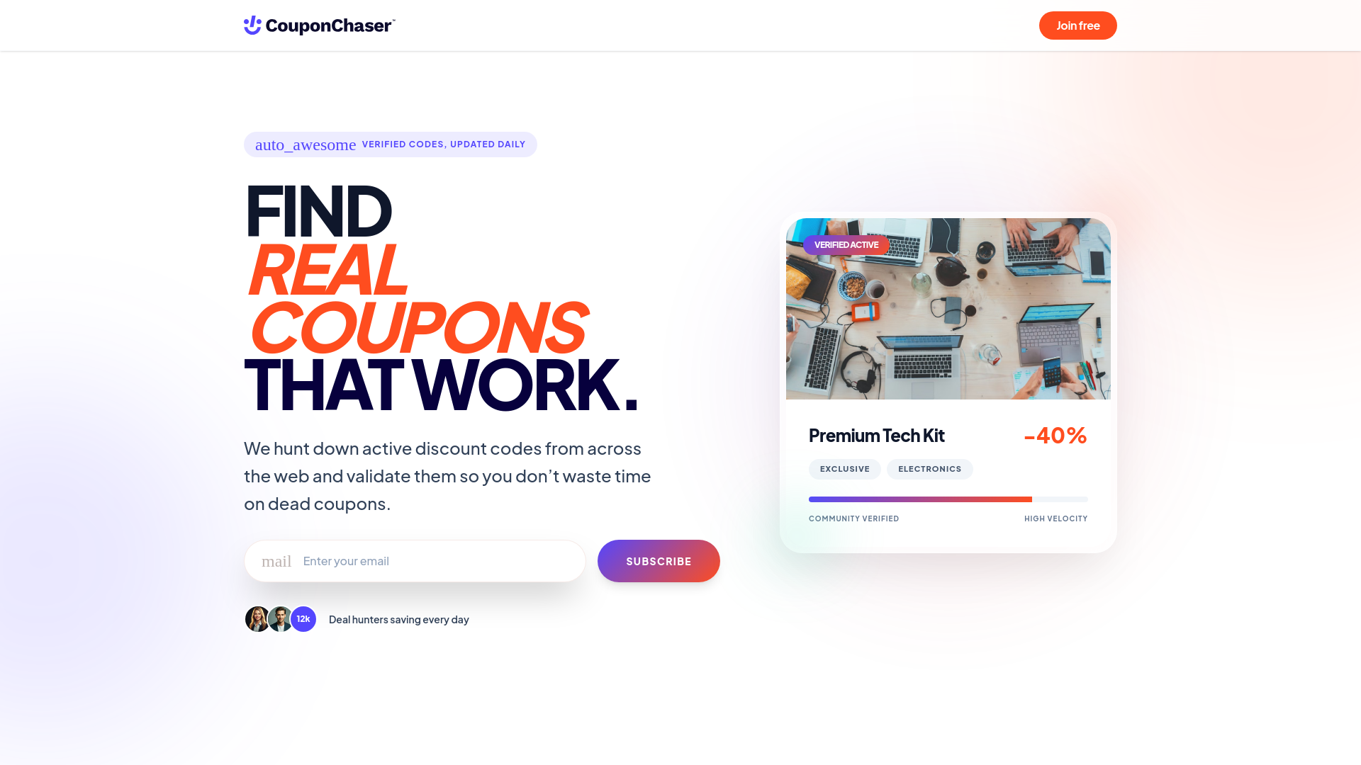 website screenshot of https://thecouponchaser.org/