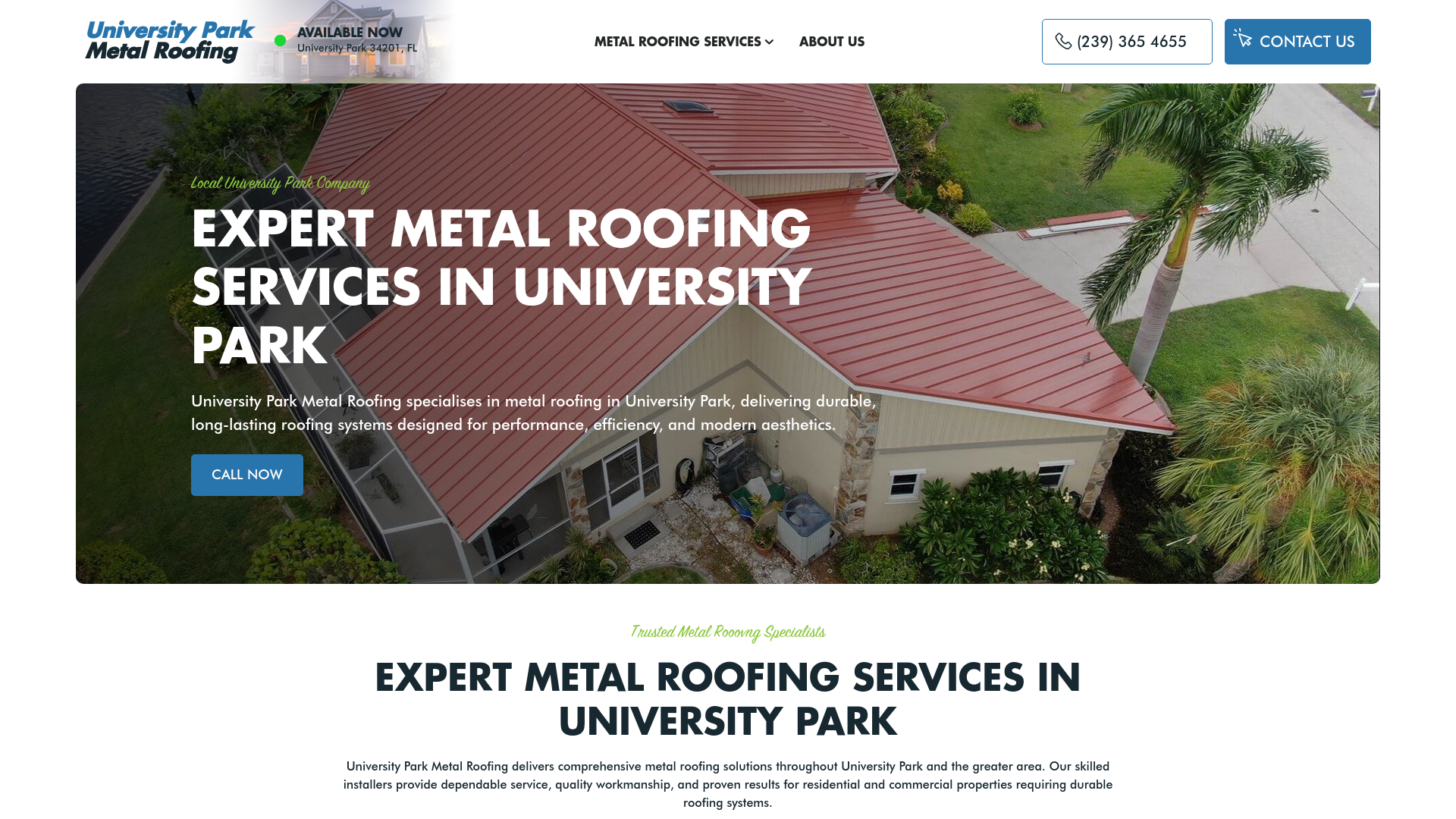 website screenshot of https://metalroofinguniversitypark.com