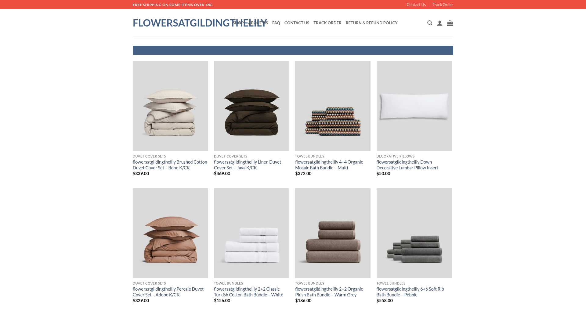 website screenshot of https://flowersatgildingthelily.shop/