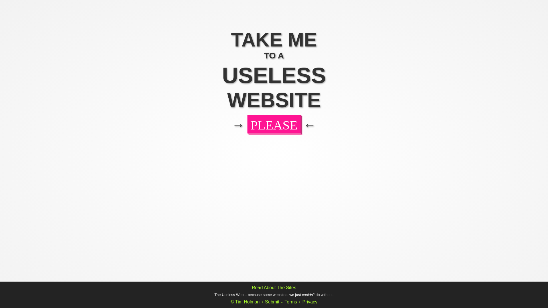 website screenshot of https://theuselessweb.com/