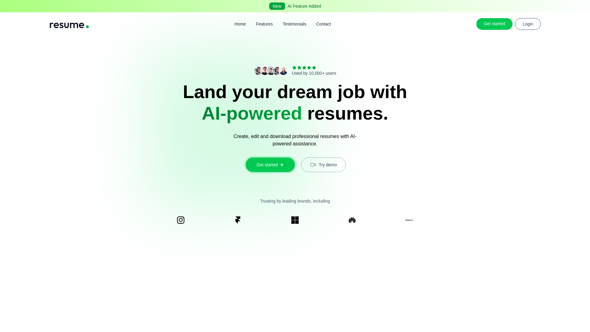 website screenshot of https://resumeaura.co
