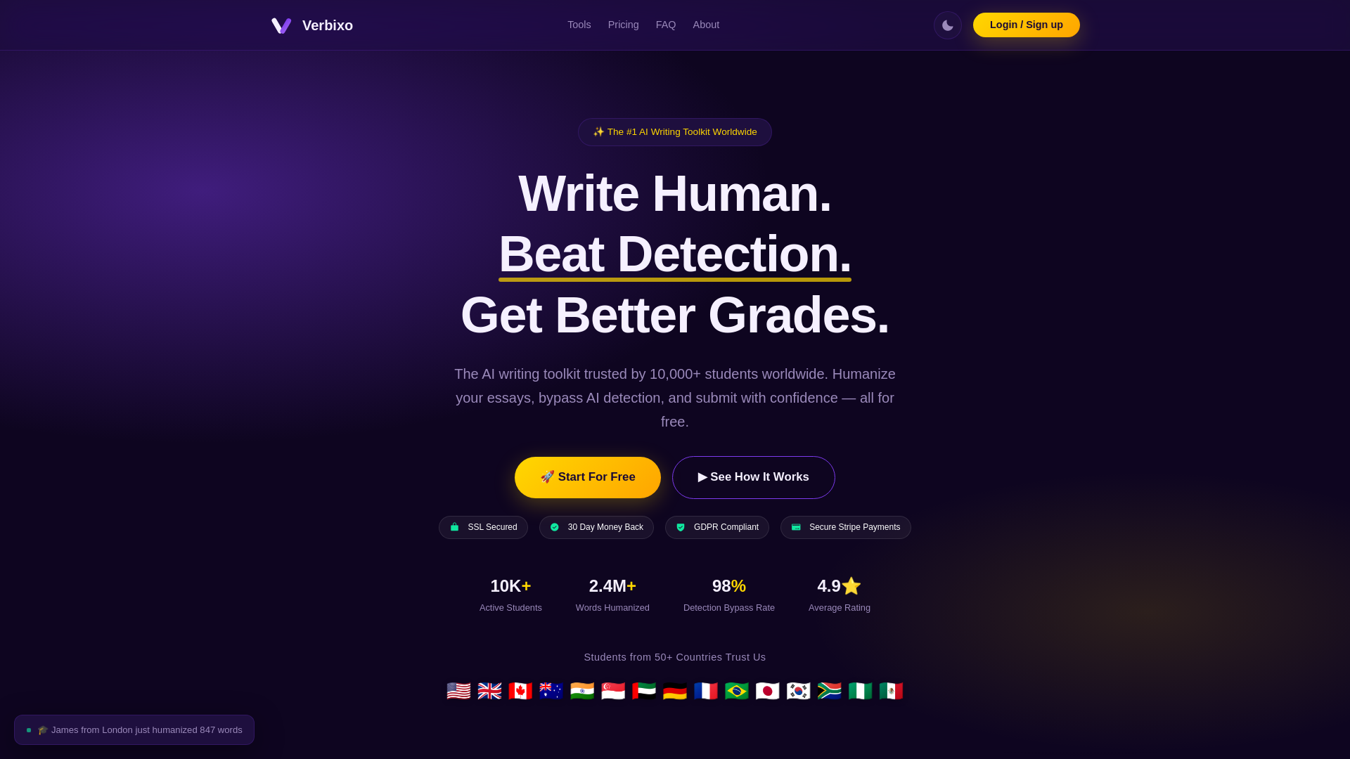 website screenshot of https://verbixo.pages.dev/