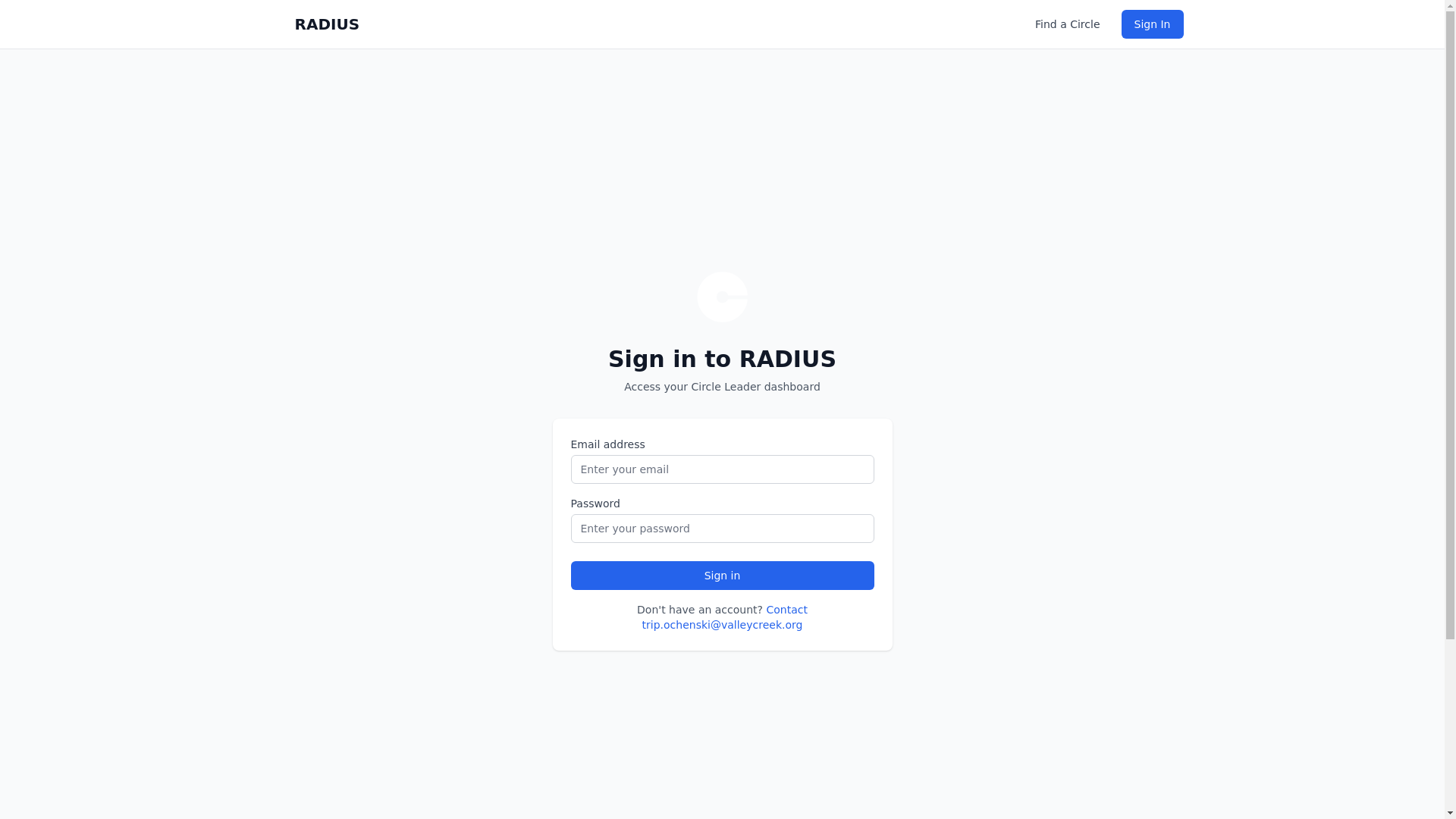 website screenshot of https://myradiuscrm.com/