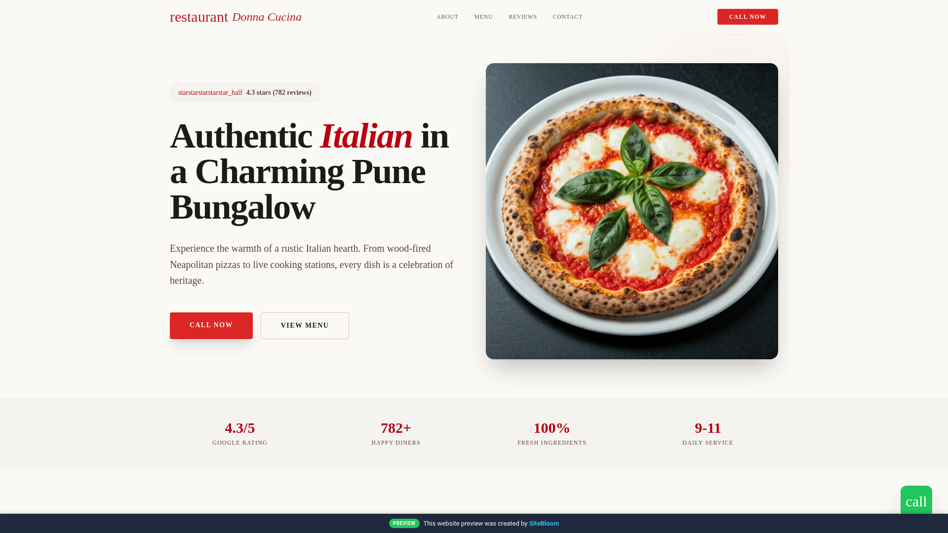 website screenshot of https://donna-cucina-kalyani-nagar.pages.dev/