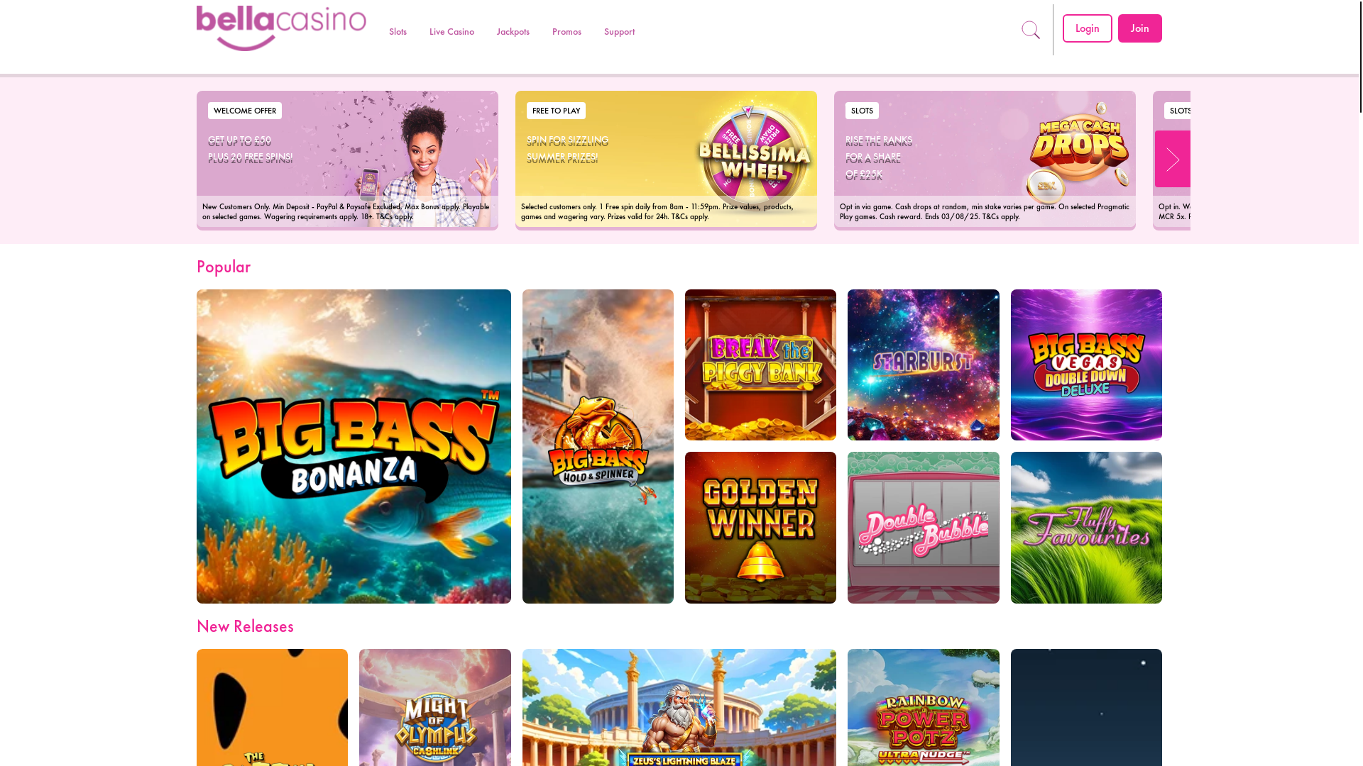 website screenshot of https://bella-casino.pages.dev/