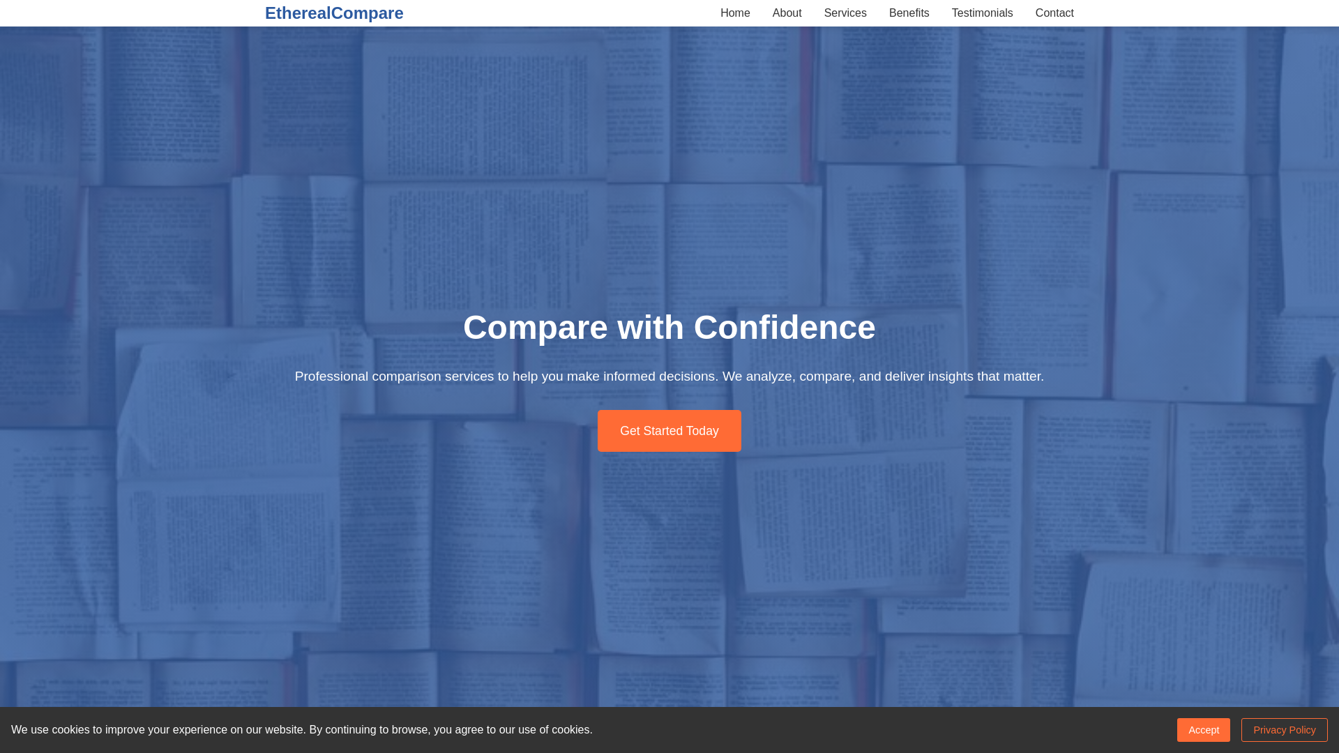 website screenshot of https://etherealcompare.click/