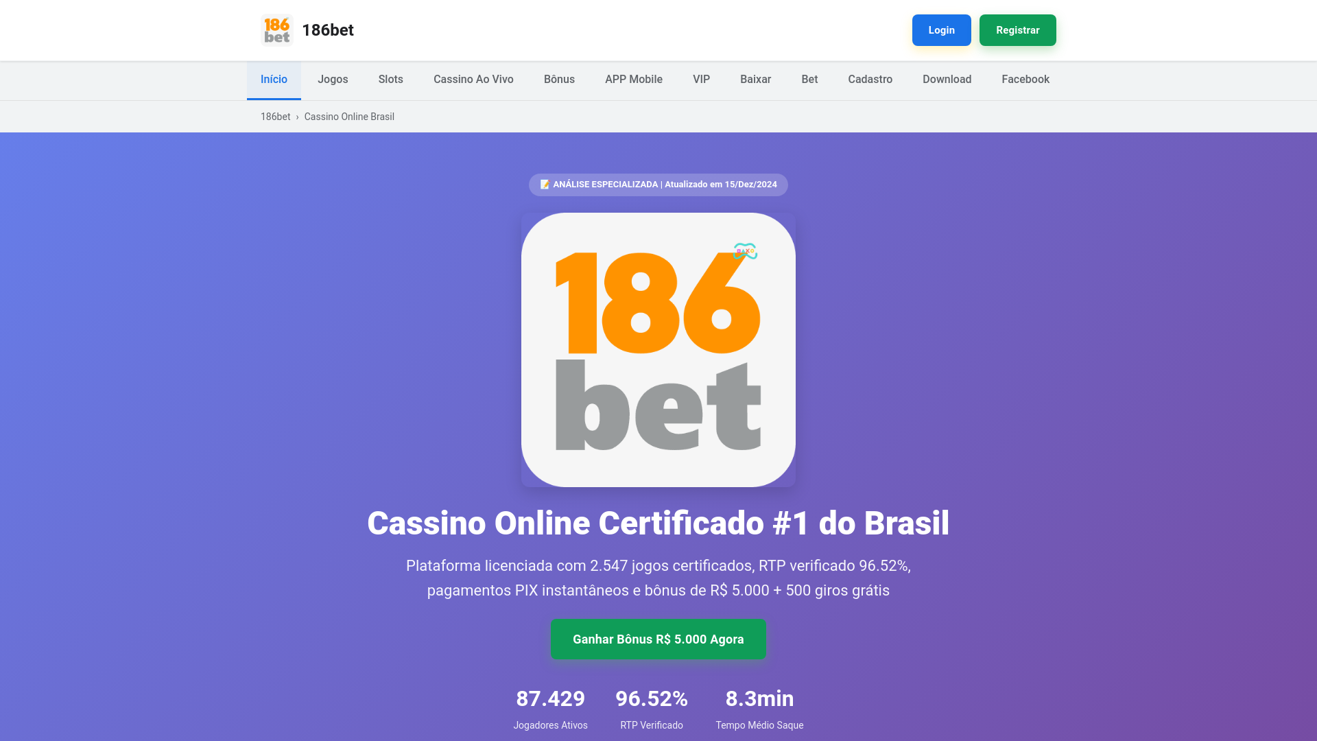 website screenshot of https://186betss.com/