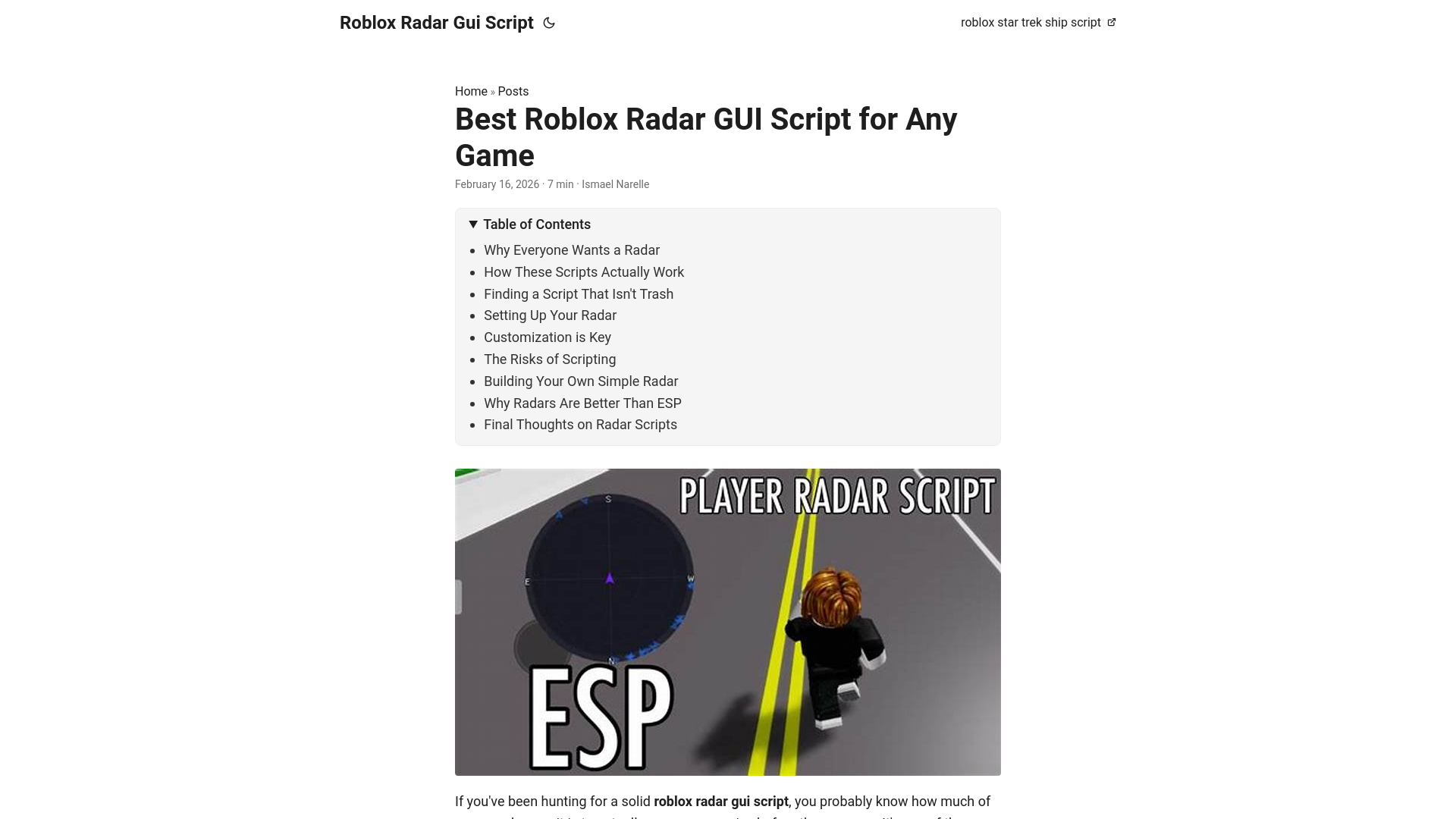 website screenshot of https://roblox-radar-gui-script.pages.dev/