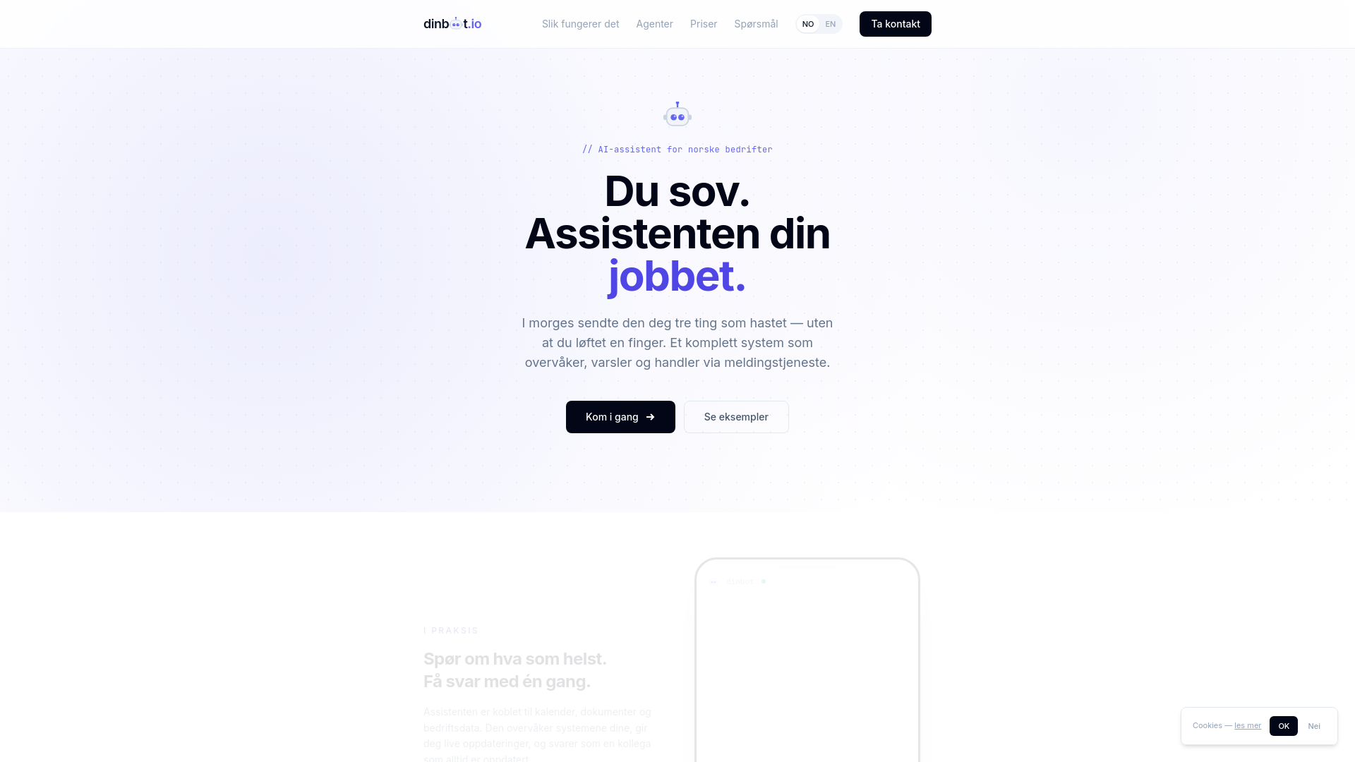 website screenshot of https://dinbot.io/
