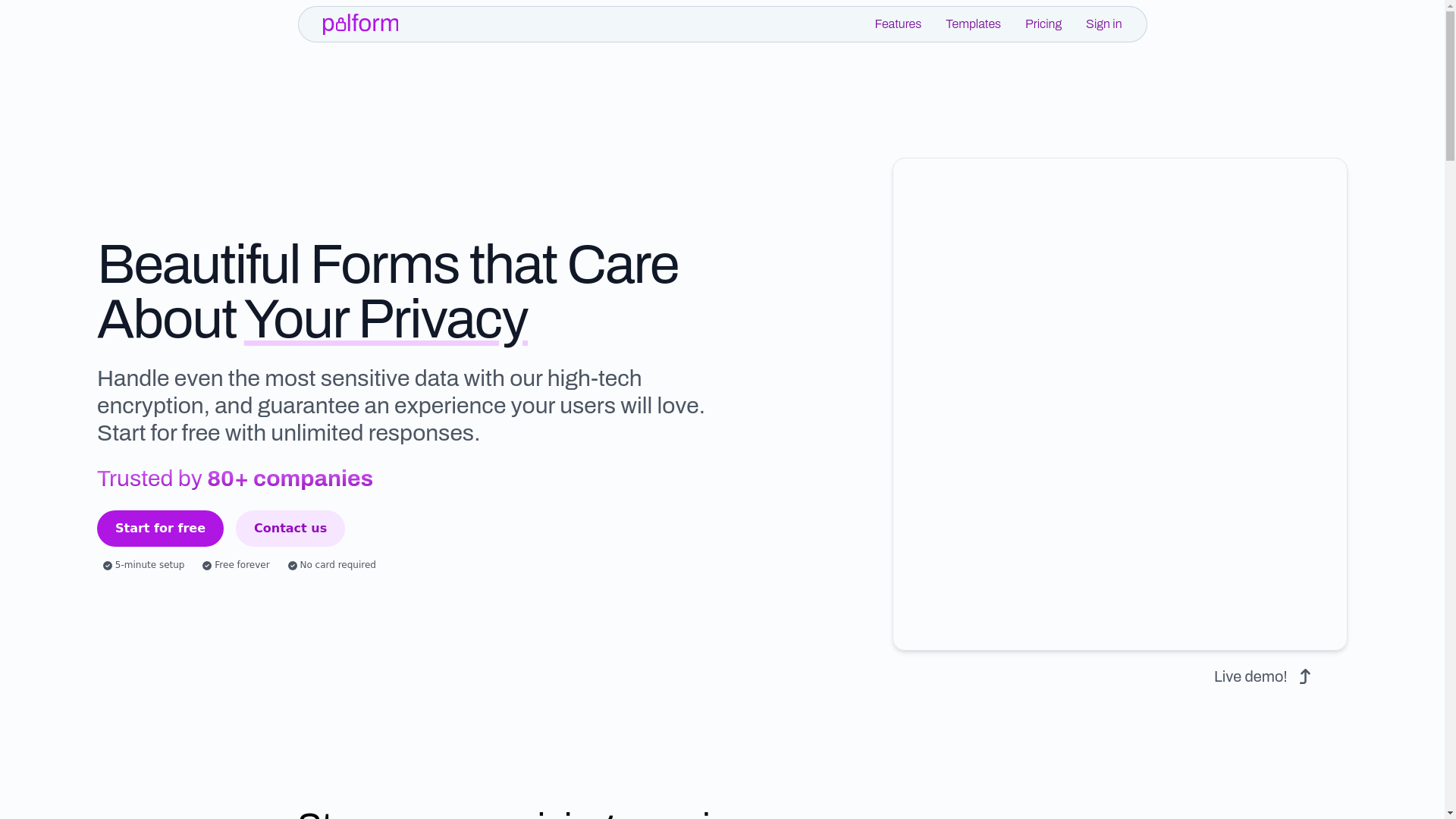 website screenshot of https://palform-landing.pages.dev/