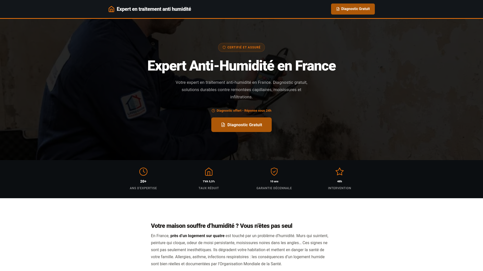 website screenshot of https://expert-en-traitement-anti-humidite.com