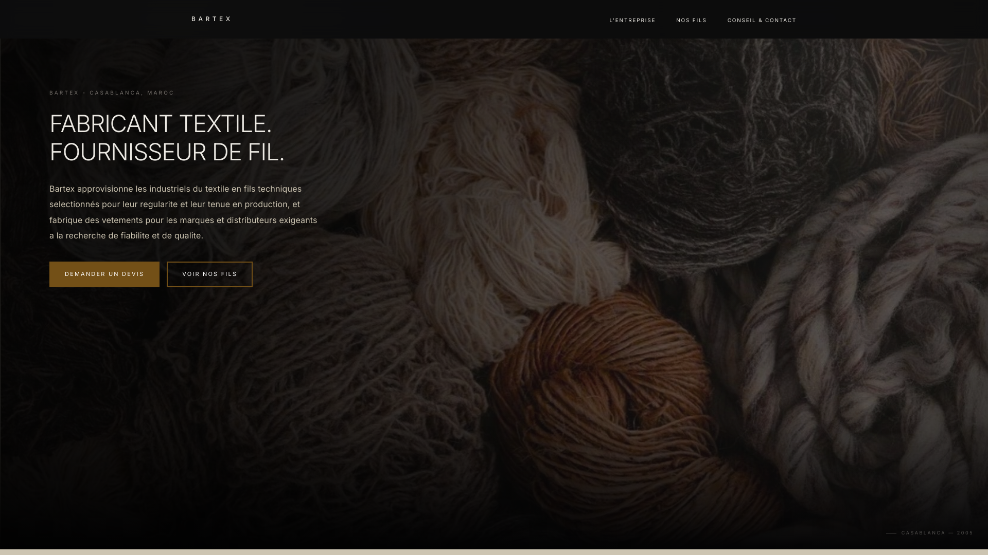 website screenshot of https://tbartex.com