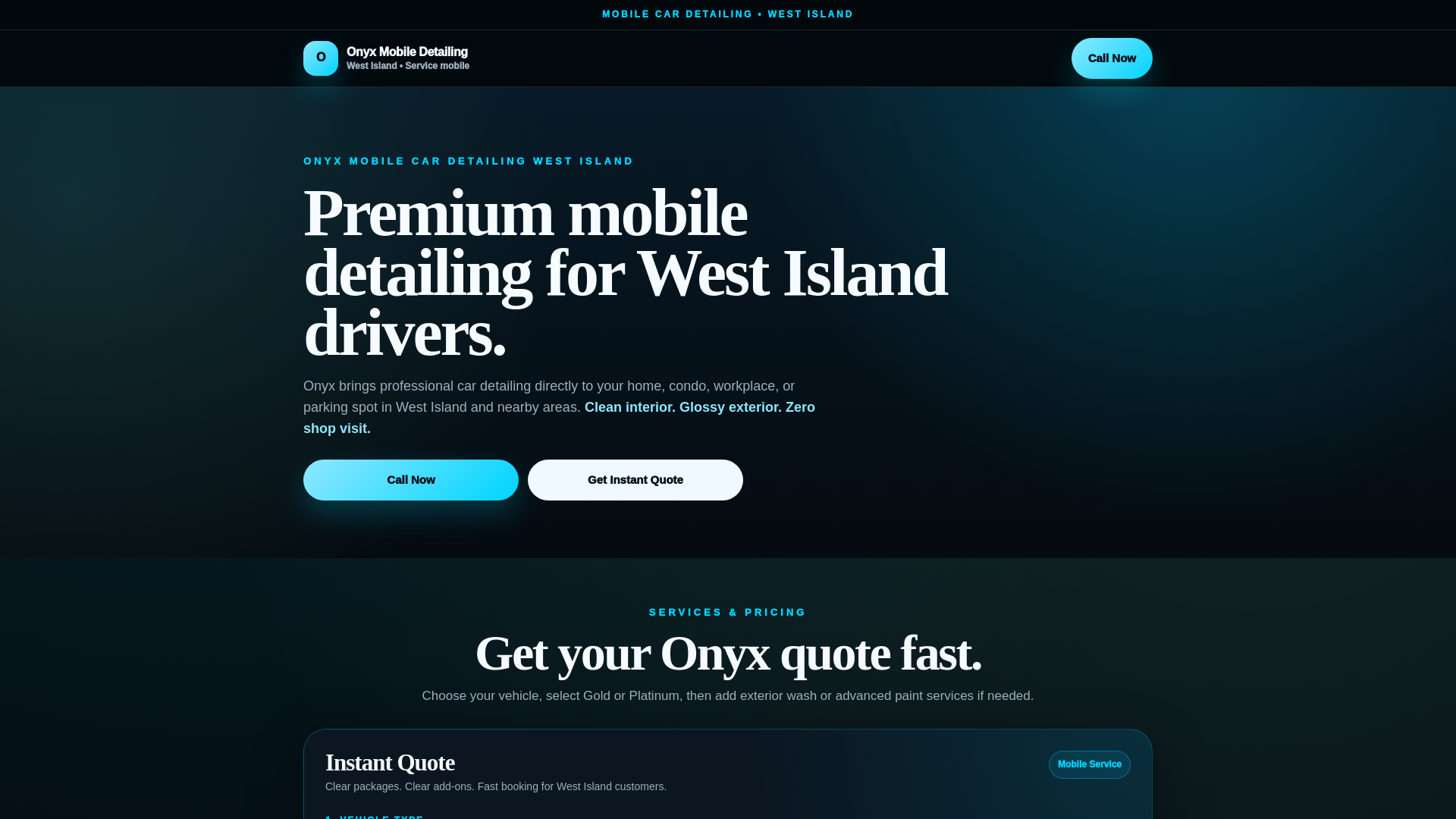 website screenshot of https://onyxmobilecardetailingwestisland.site/
