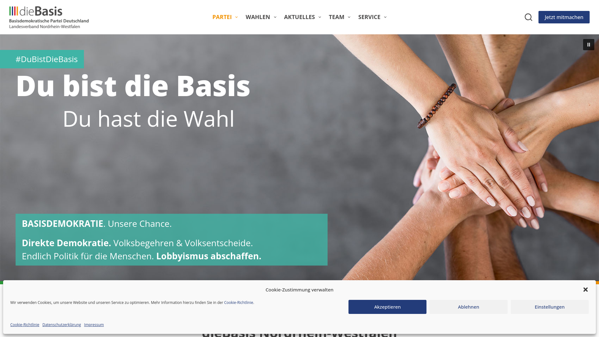 website screenshot of https://diebasis-nw.de/