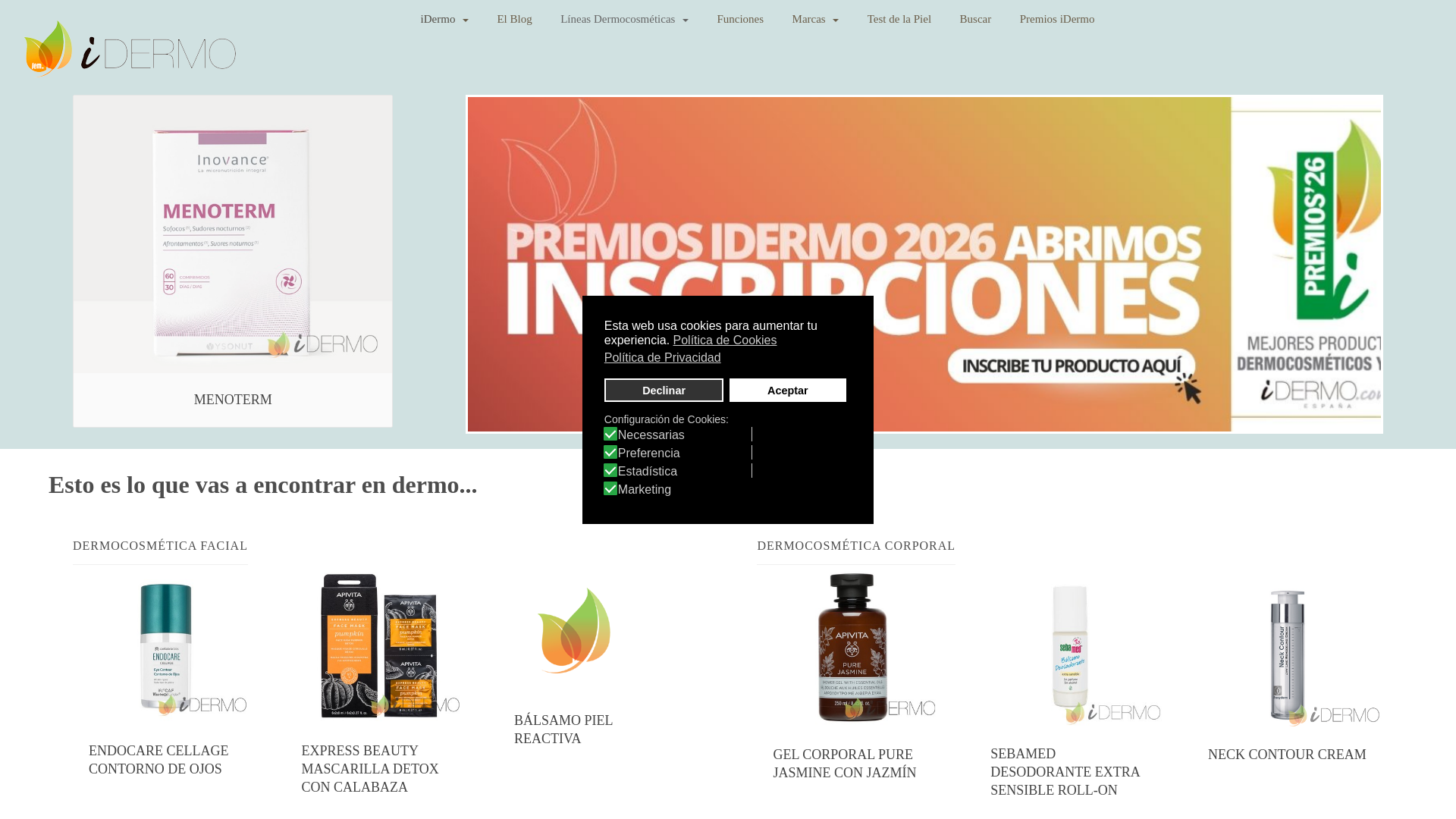 website screenshot of https://www.idermo.com