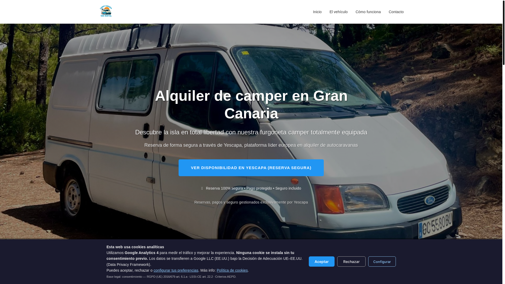 website screenshot of https://campycanaria.com/