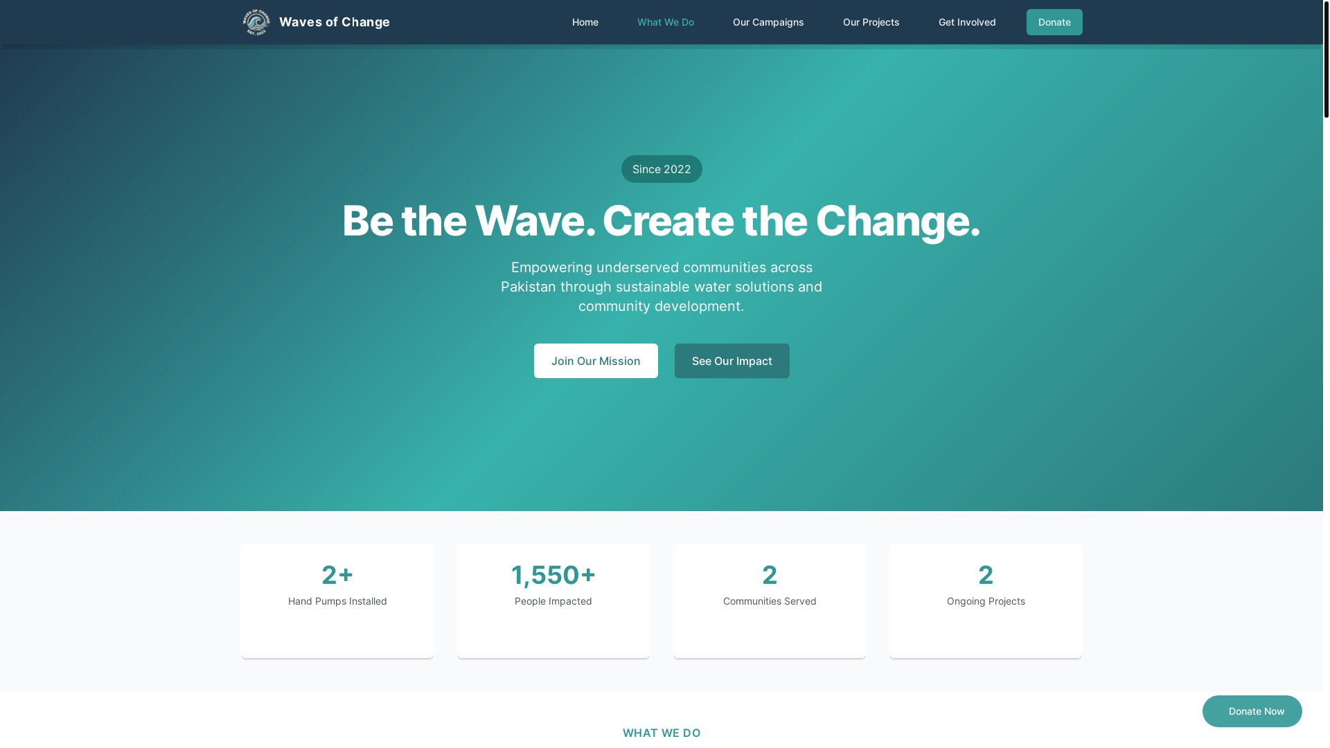 website screenshot of https://projectwavesofchange.org/