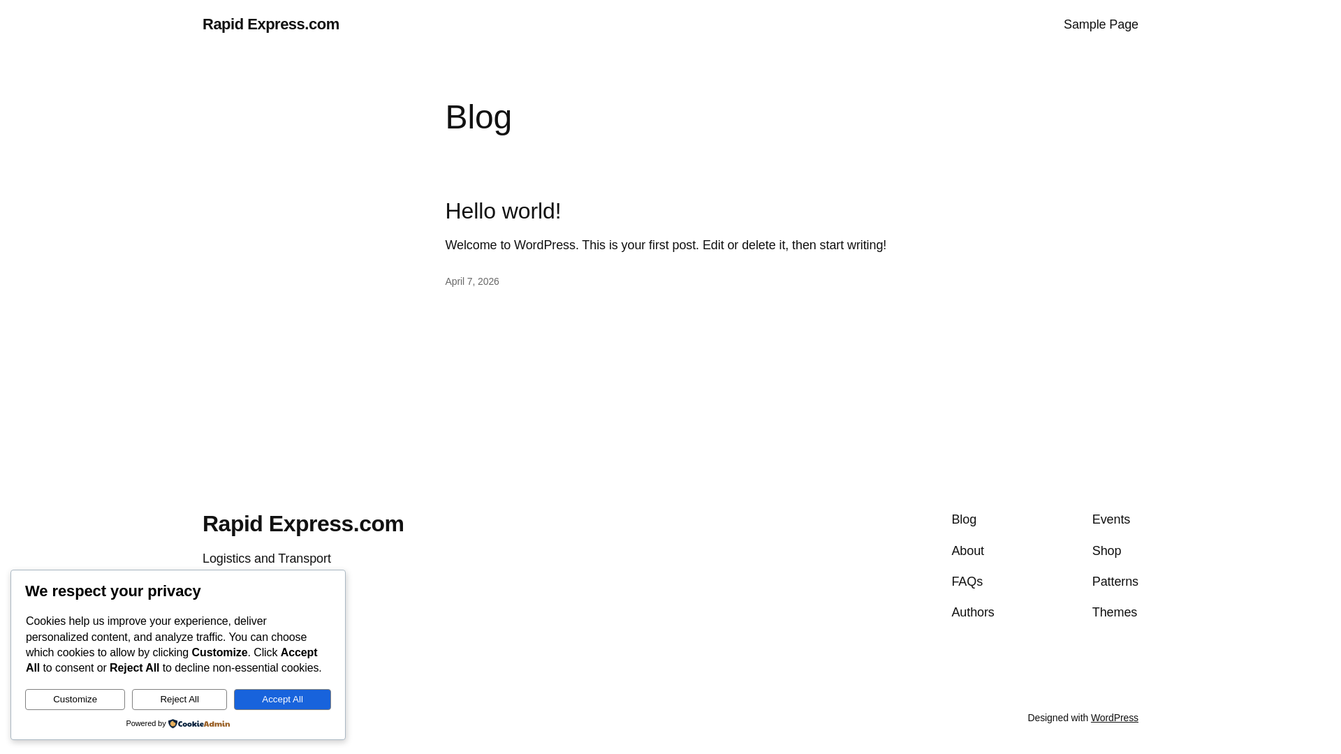 website screenshot of https://rapidglobeexpress.com/