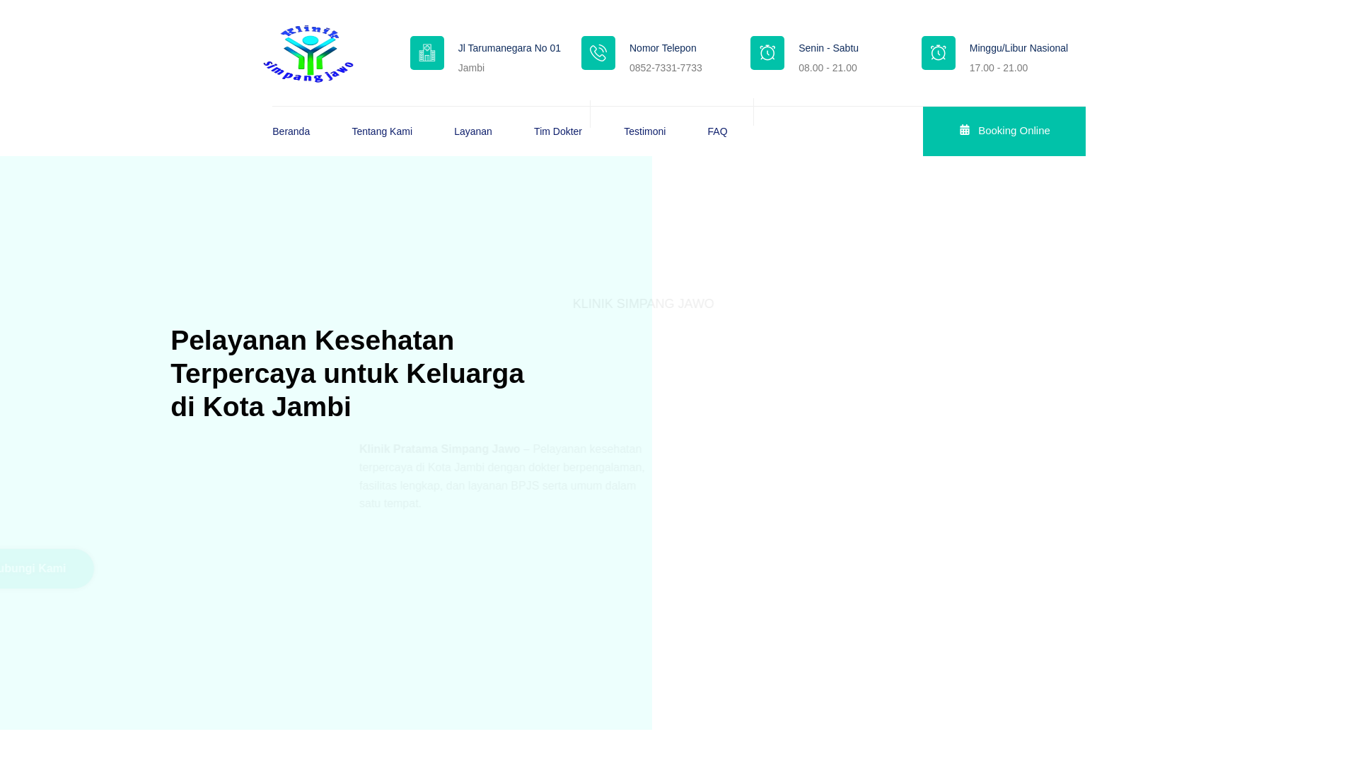 website screenshot of https://kliniksimpangjawo.com/