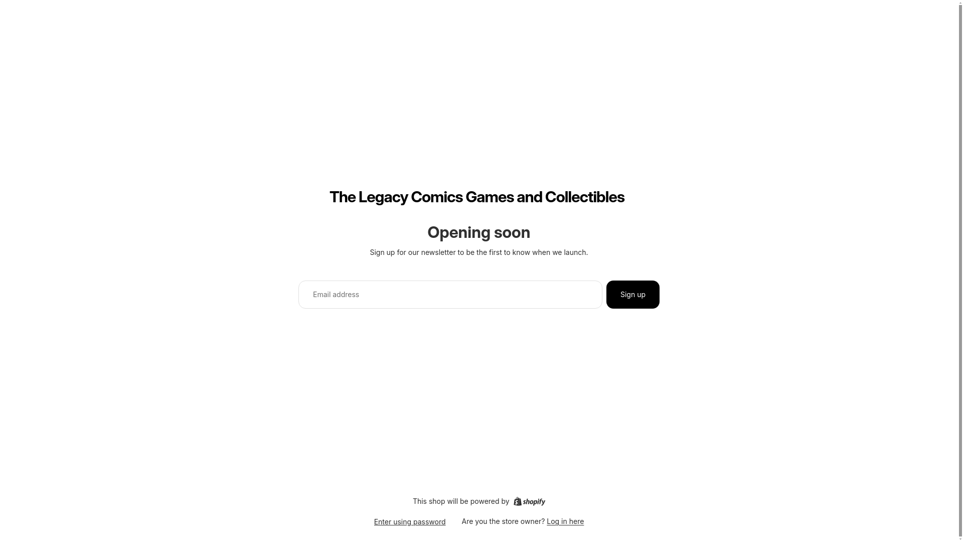 website screenshot of https://legacycomicsandcollectibles.com/