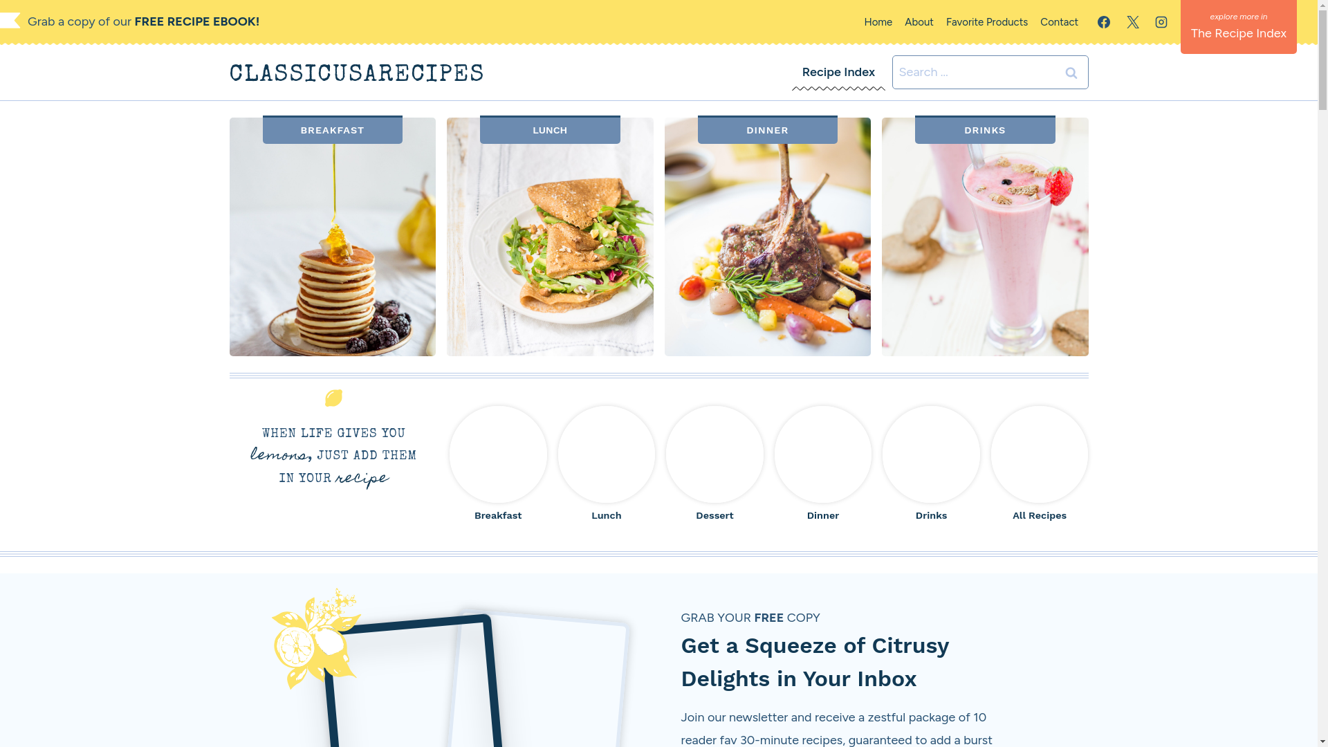 website screenshot of https://classicusarecipes.com/