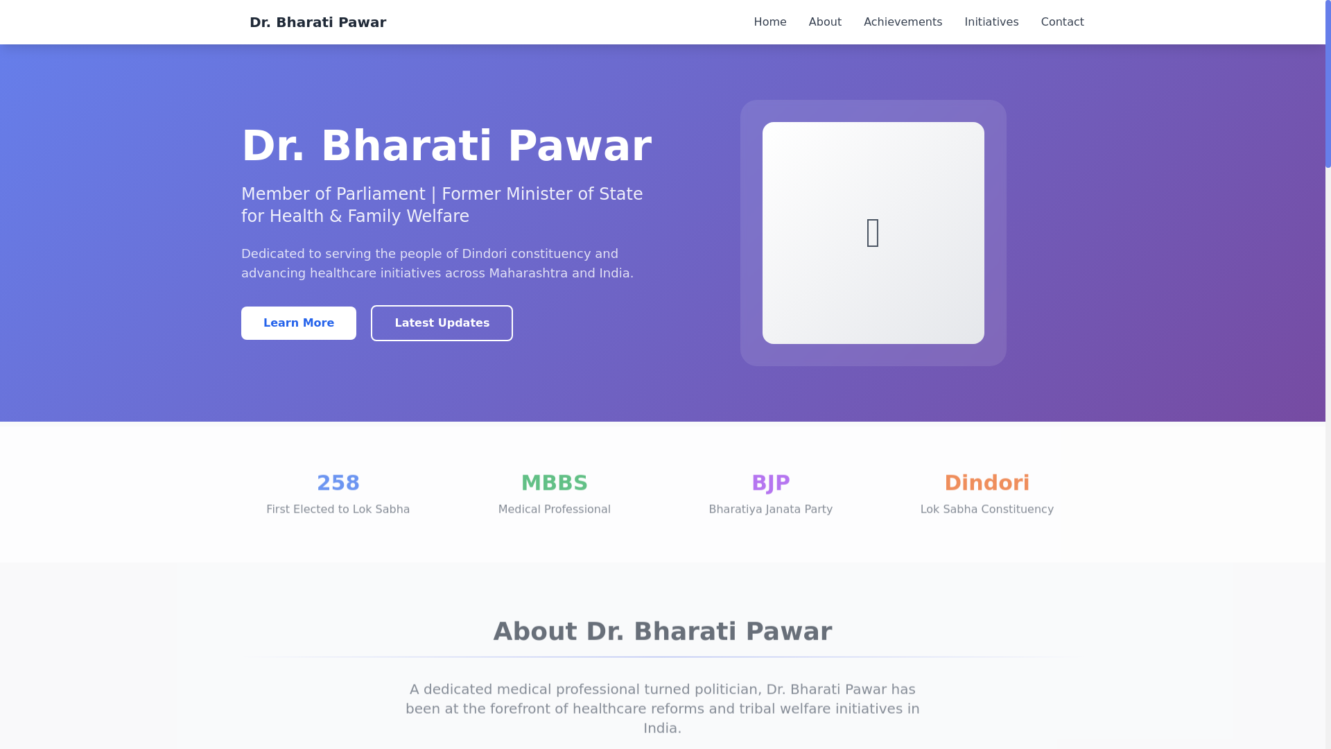 website screenshot of https://drbhartipawar.pages.dev/