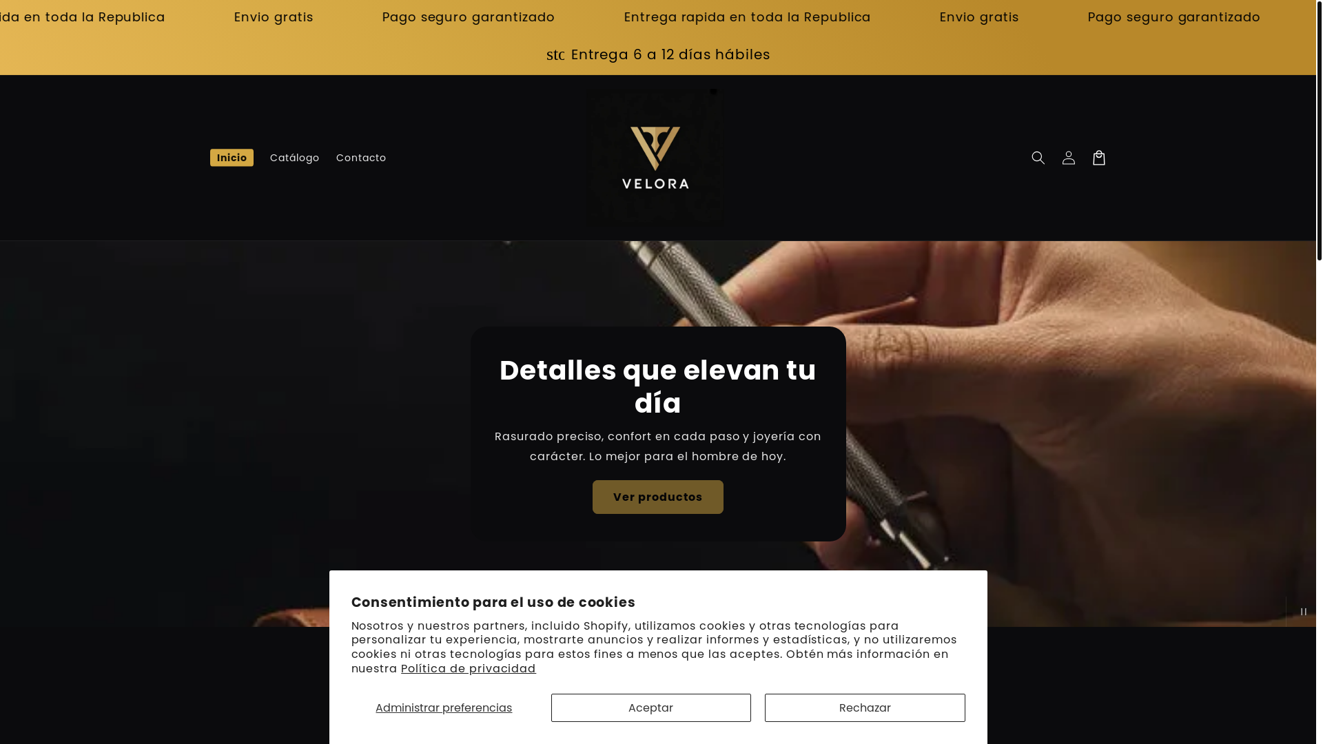 website screenshot of https://veloramexico.store/
