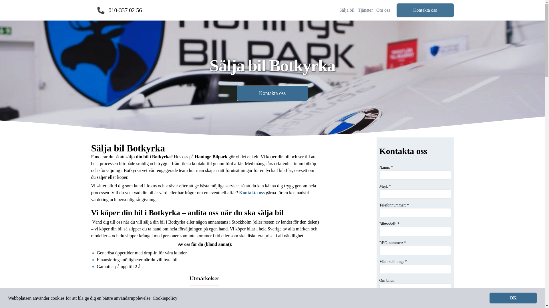 website screenshot of https://saljabilbotkyrka.se/