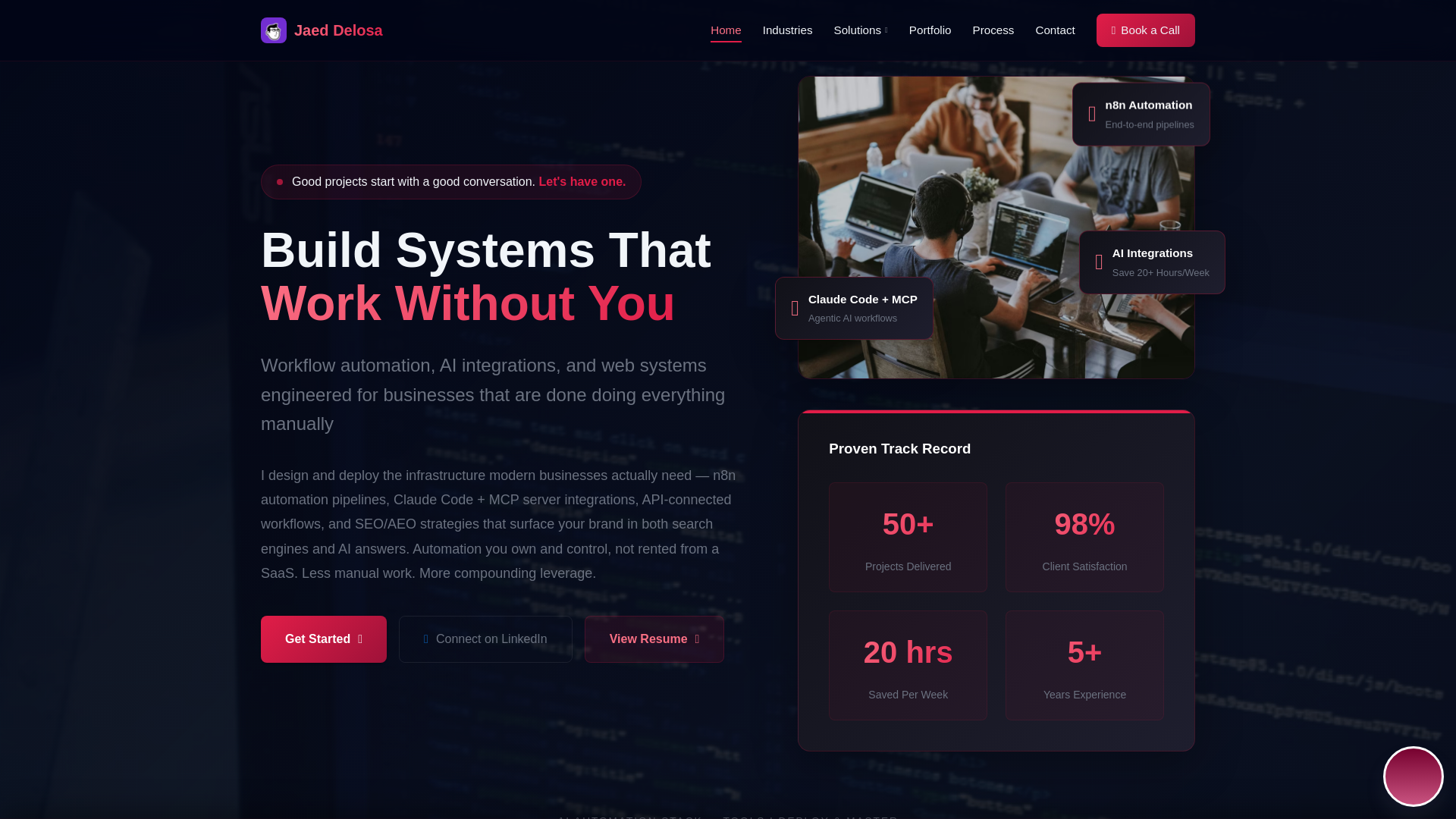 website screenshot of https://jaeddelosa.tech/