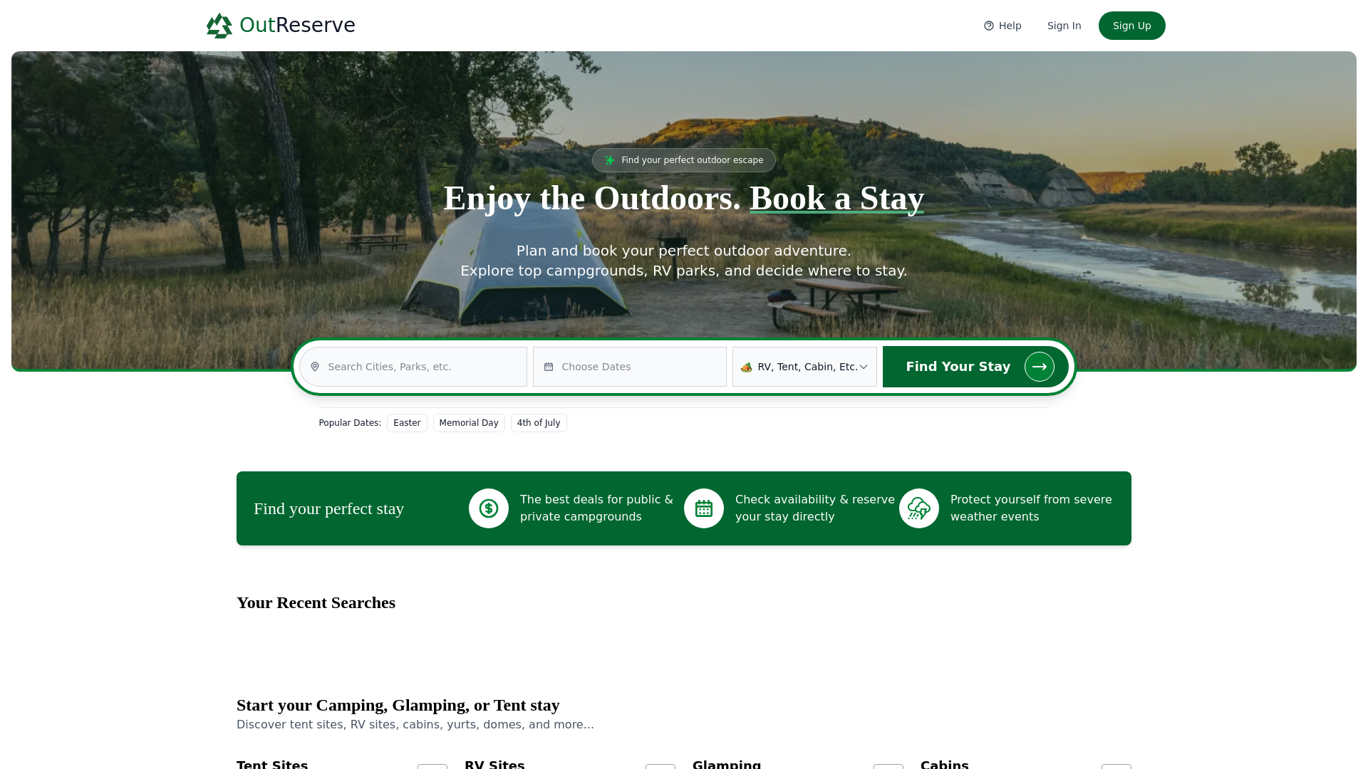 website screenshot of https://outreserve.app/