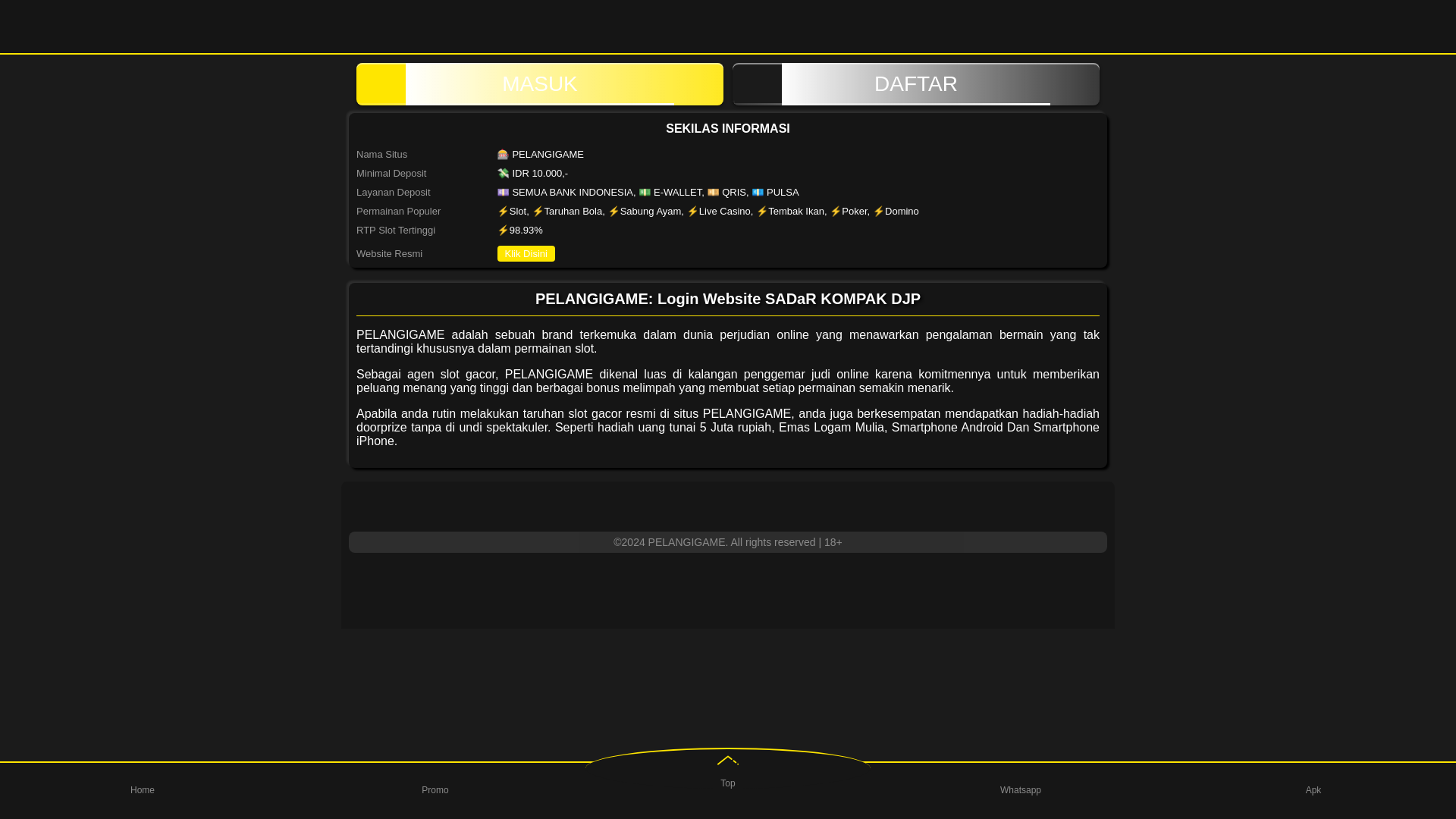 website screenshot of https://gamepelangi.pages.dev/