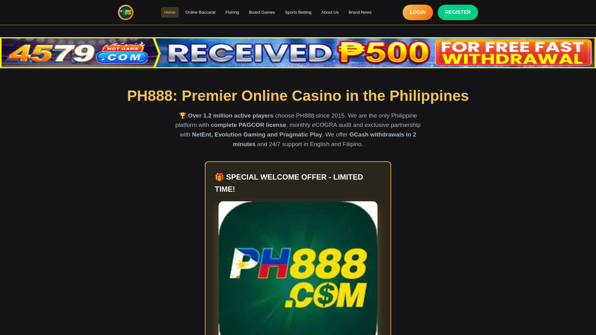 website screenshot of https://ph888gold.com