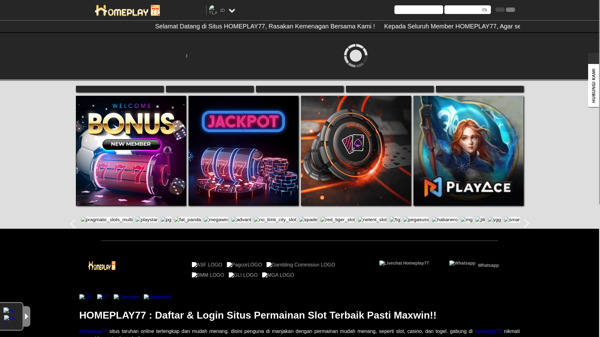 website screenshot of https://homeplay77hm.com/