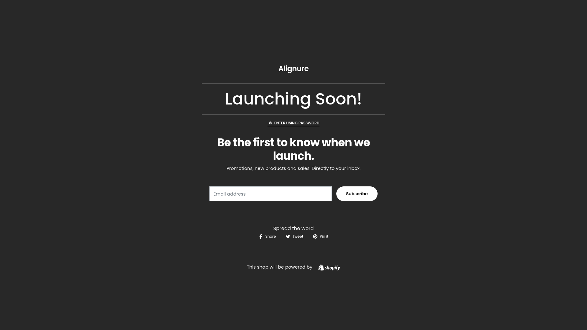 website screenshot of https://shopalignure.com/