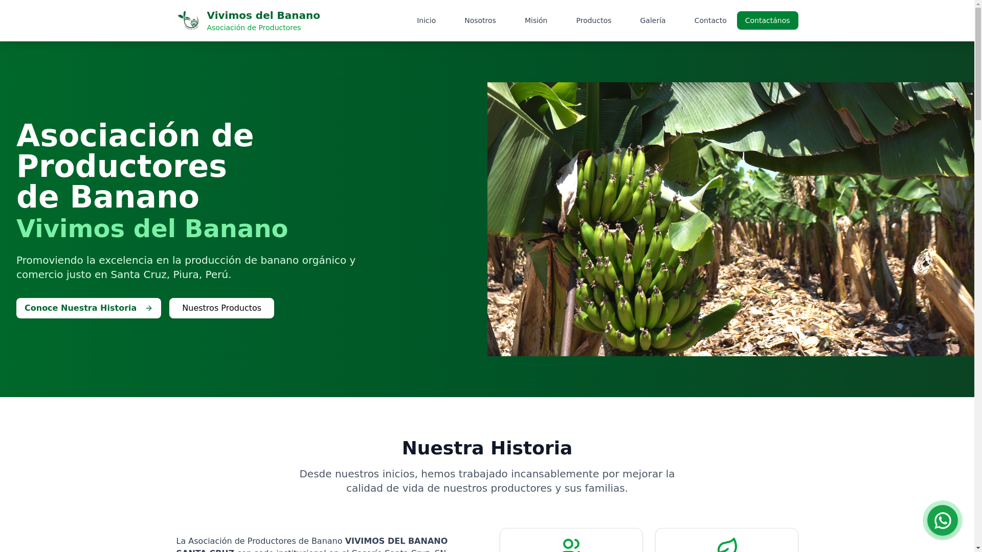 website screenshot of https://vivimosdelbanano.com/