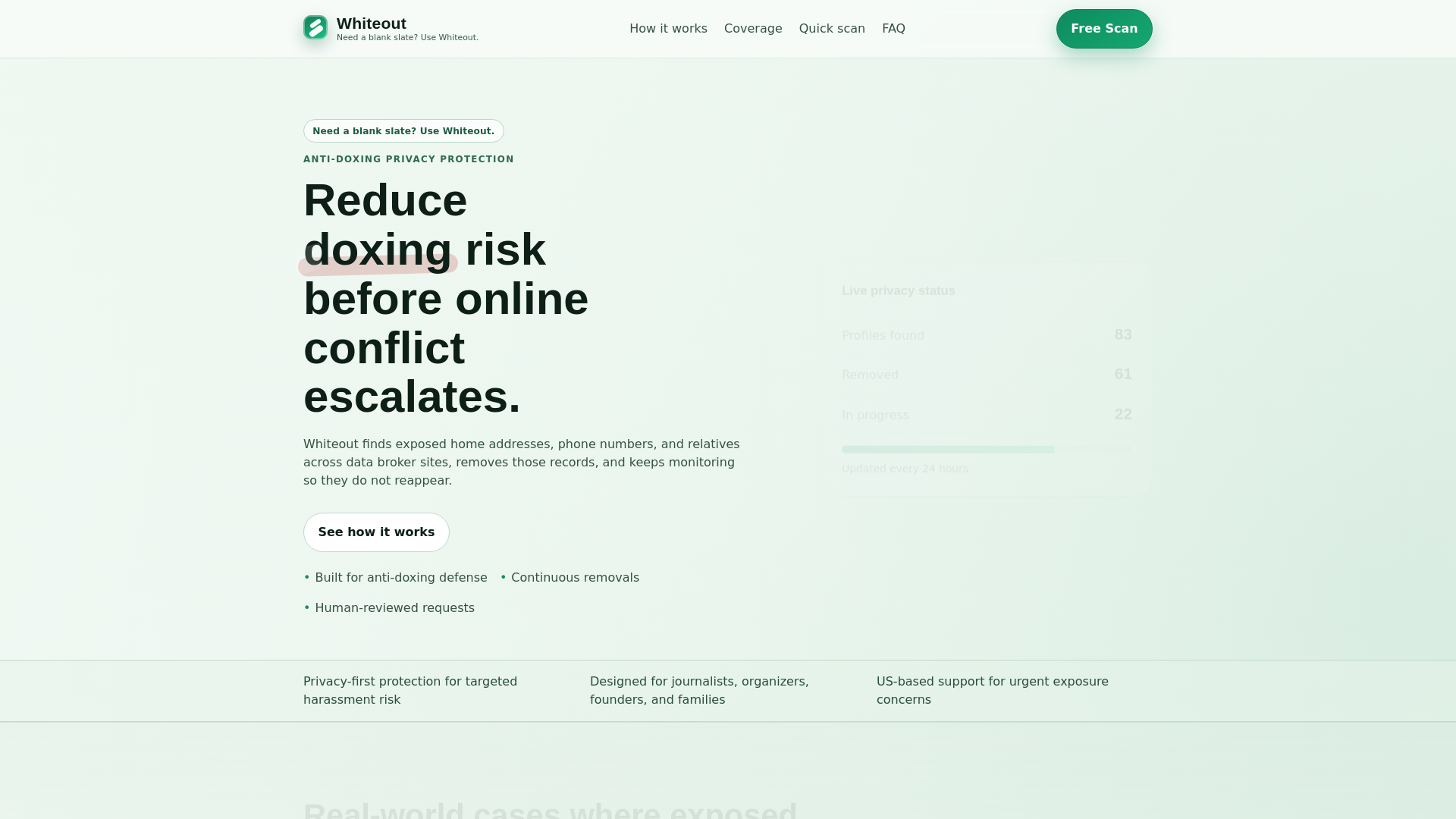 website screenshot of https://whiteoutprivacy.com