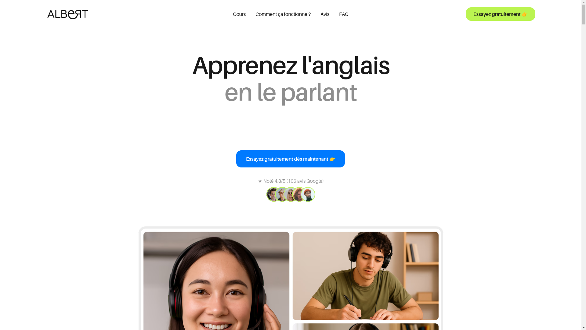 website screenshot of https://albertlearning.fr/