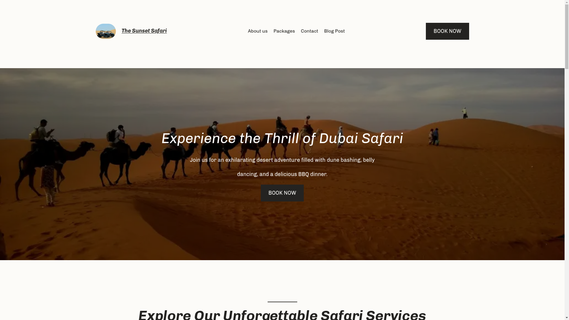 website screenshot of https://thesunsetsafari.com/