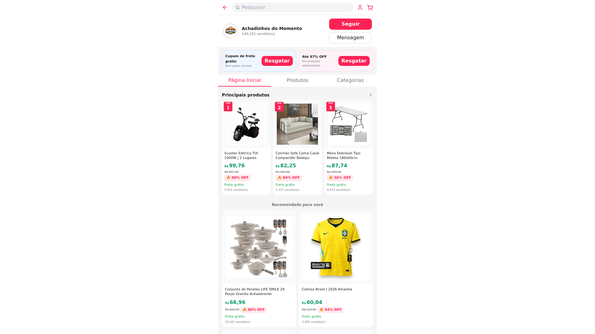 website screenshot of https://achadinhoshopnividadesbr.online
